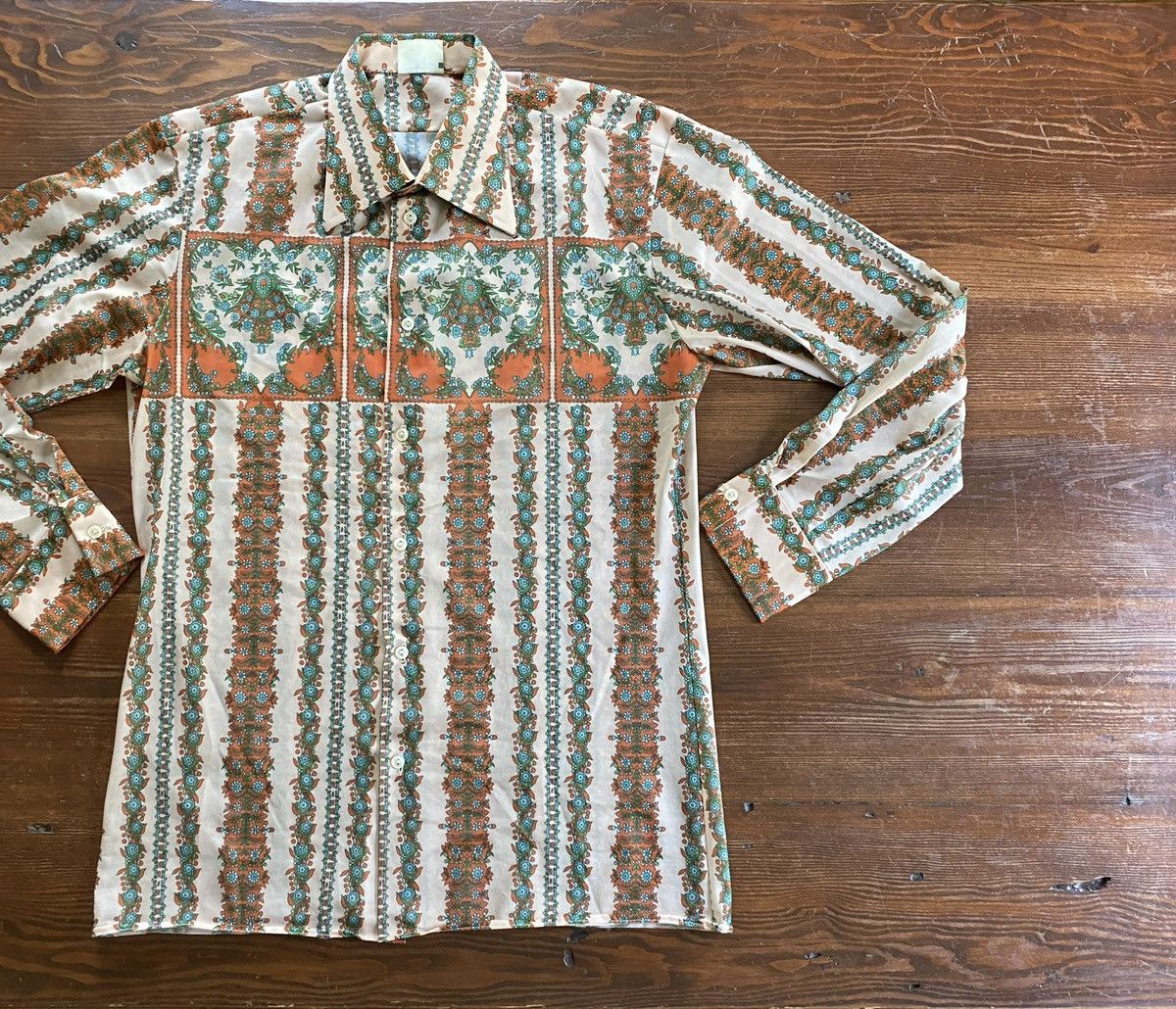 Retrofit Vintage 60’s Jitex Flower All Over Polyester Like Button Up Size US L / EU 52-54 / 3 - 1 Thumbnail