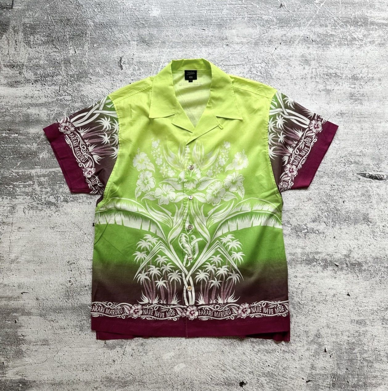 image of Jean Paul Gaultier Gradient Camp Collar Shirt in Green/Purple, Men's (Size Medium)