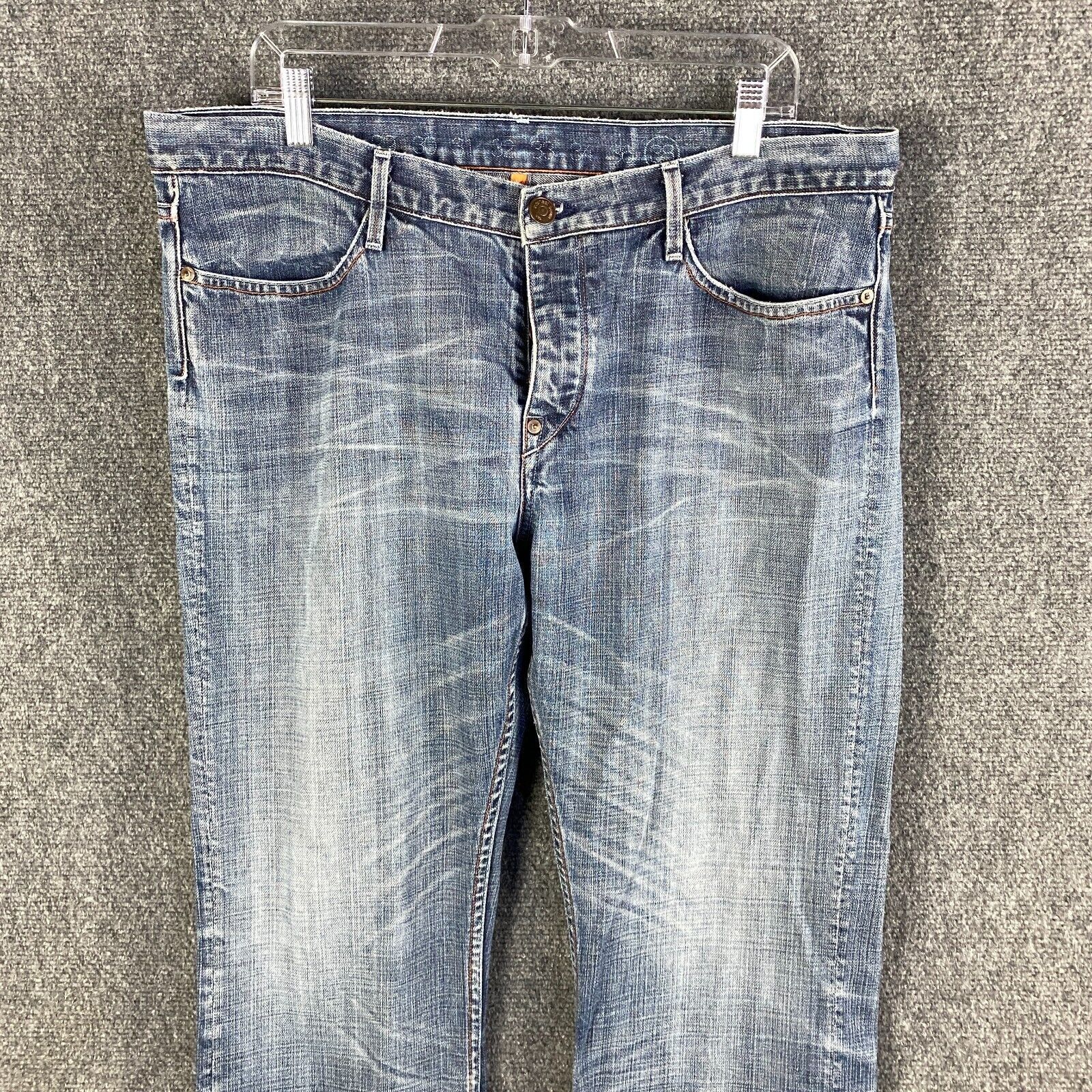 Vintage Earnest Sewn Jeans Men's 38x34 Straight Leg Denim Distressed Size US 38 / EU 54 - 2 Thumbnail