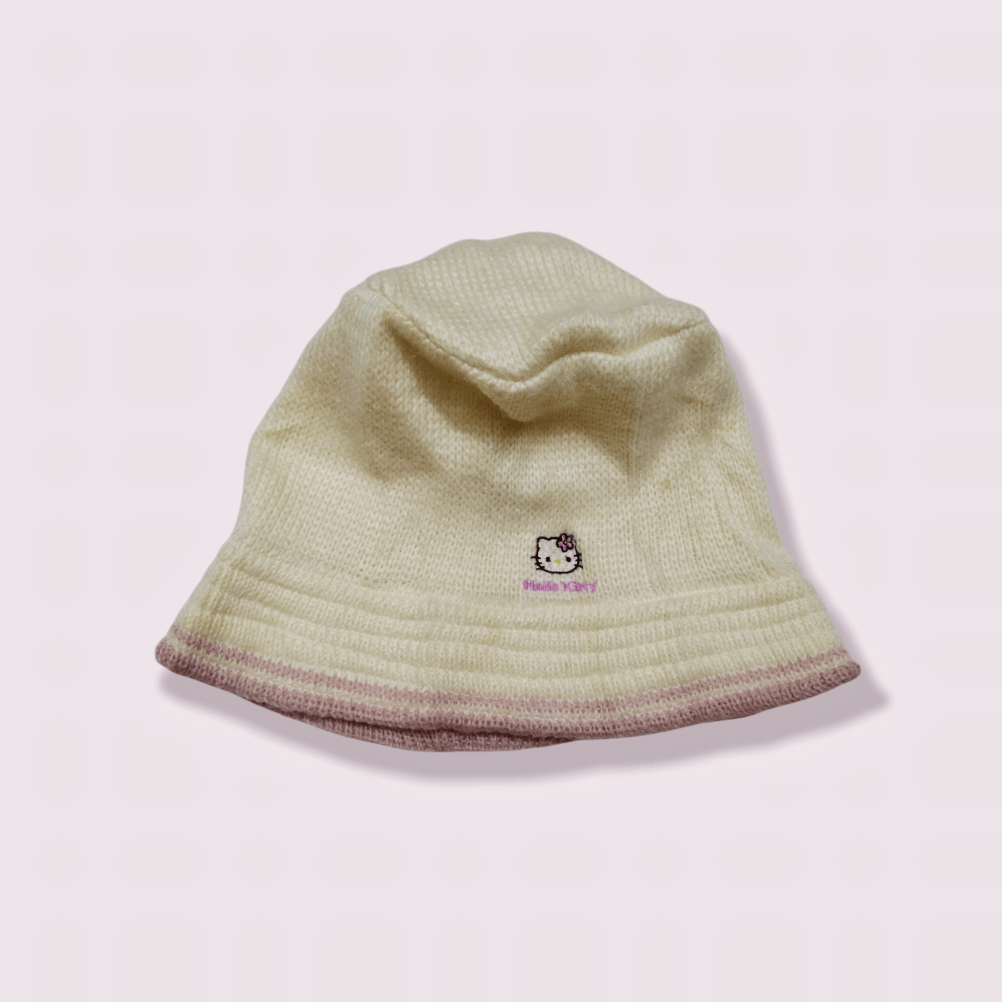 image of Vintage '99 Sanrio : Hello Kitty Knitted Bucket Hat in Yellow, Men's