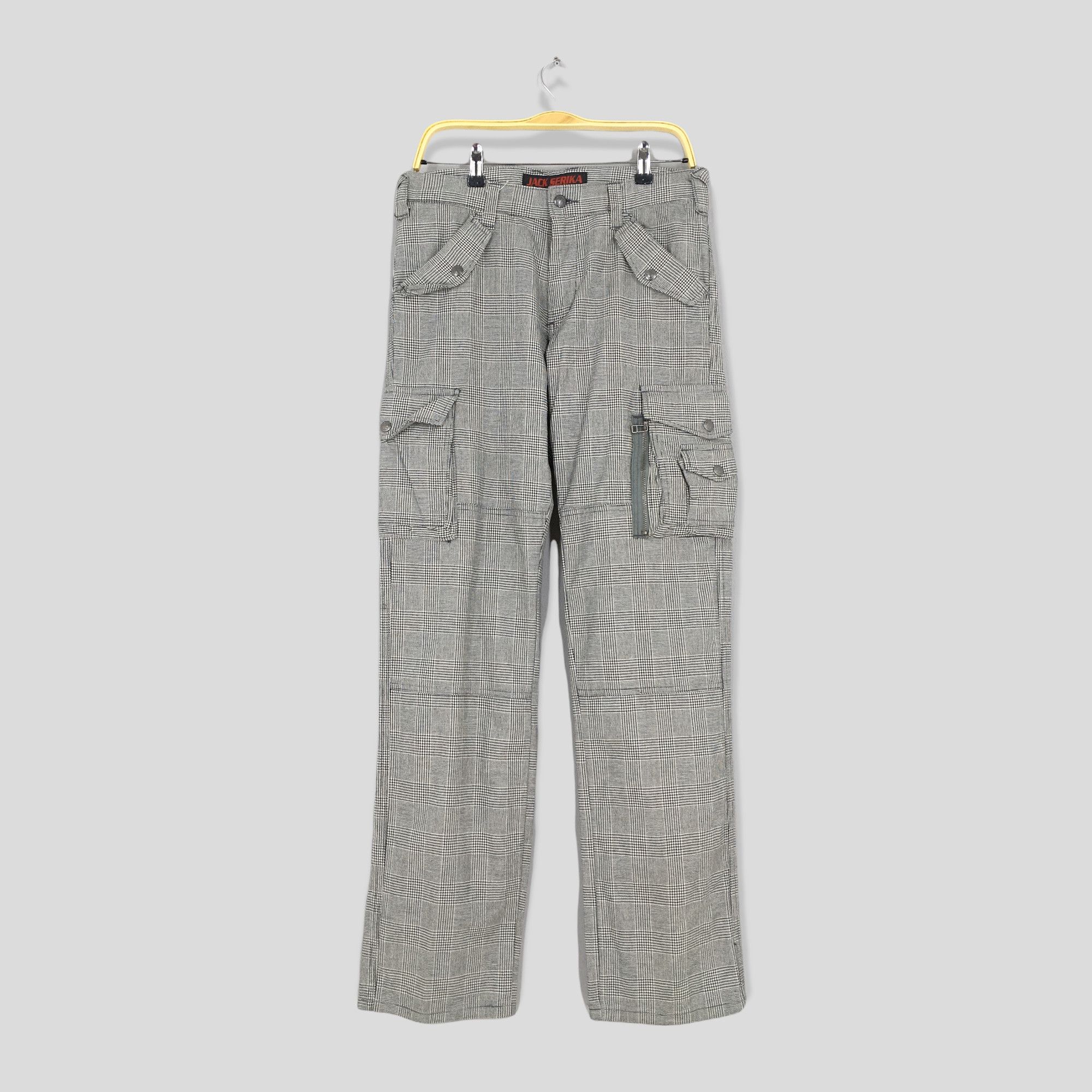 image of Military Size 33X33 Jack Serika Japan Checkered Cargo Pants, Men's