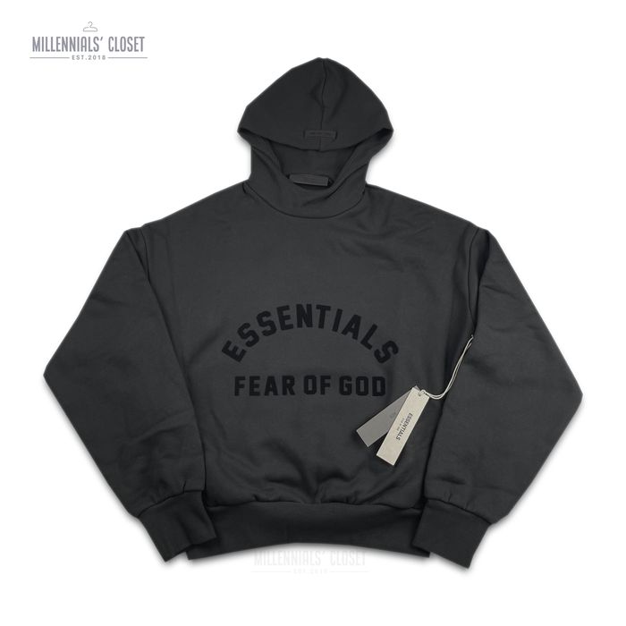 Fear of God Fear of God Essentials Hoodie Jet Black SS23 size XL | Grailed