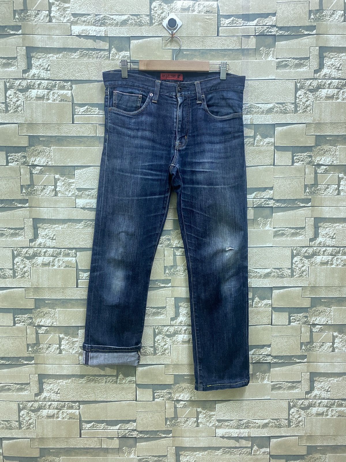 image of Vintage Back Number Selvedge Distressed Denim in Blue, Men's (Size 31)