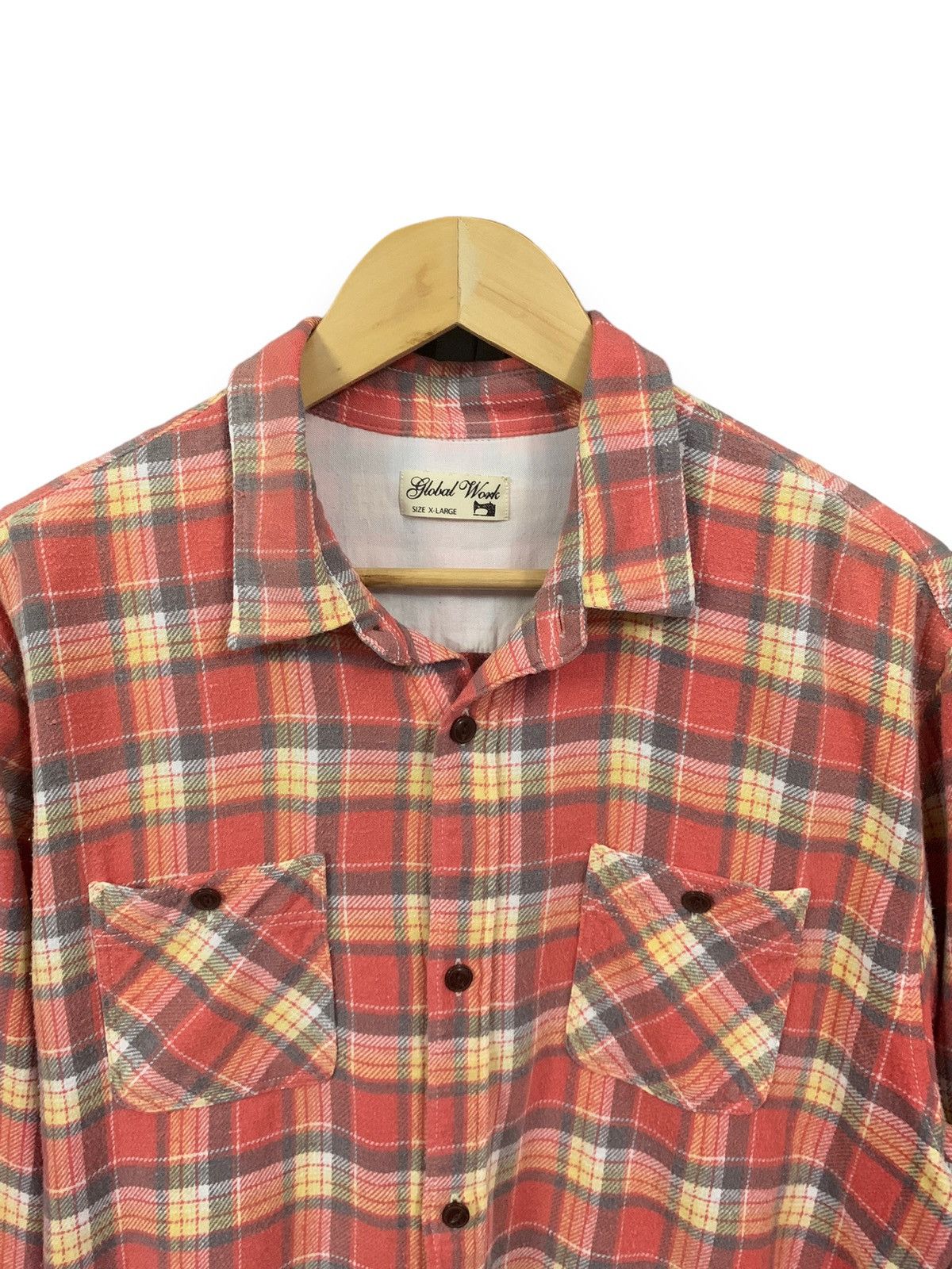 Global Work Japanese Brand Checkered Flannel Shirt Travis Scott Style Size US M / EU 48-50 / 2 - 4 Thumbnail