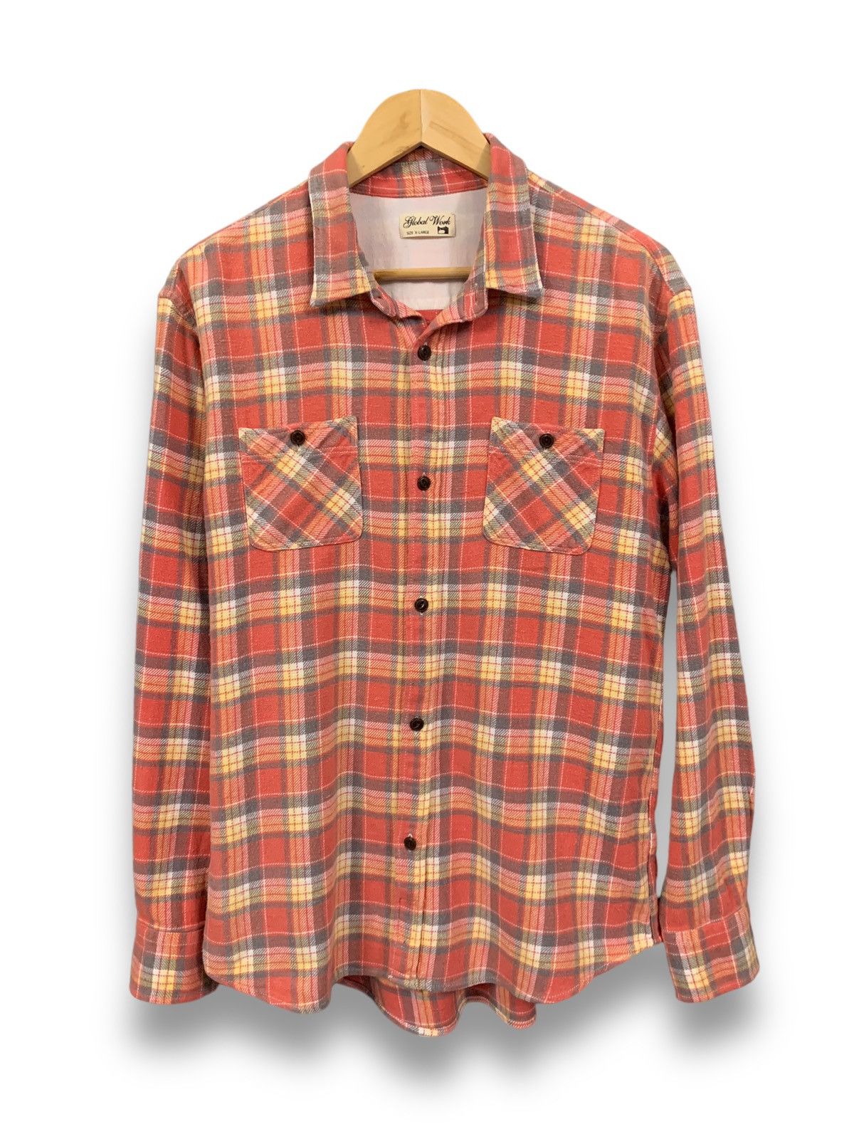 Global Work Japanese Brand Checkered Flannel Shirt Travis Scott Style Size US M / EU 48-50 / 2 - 1 Thumbnail