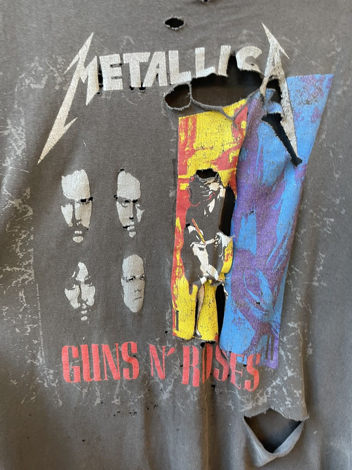 Vintage 1992 Metallica Guns N Roses THRASHED Band Shirt