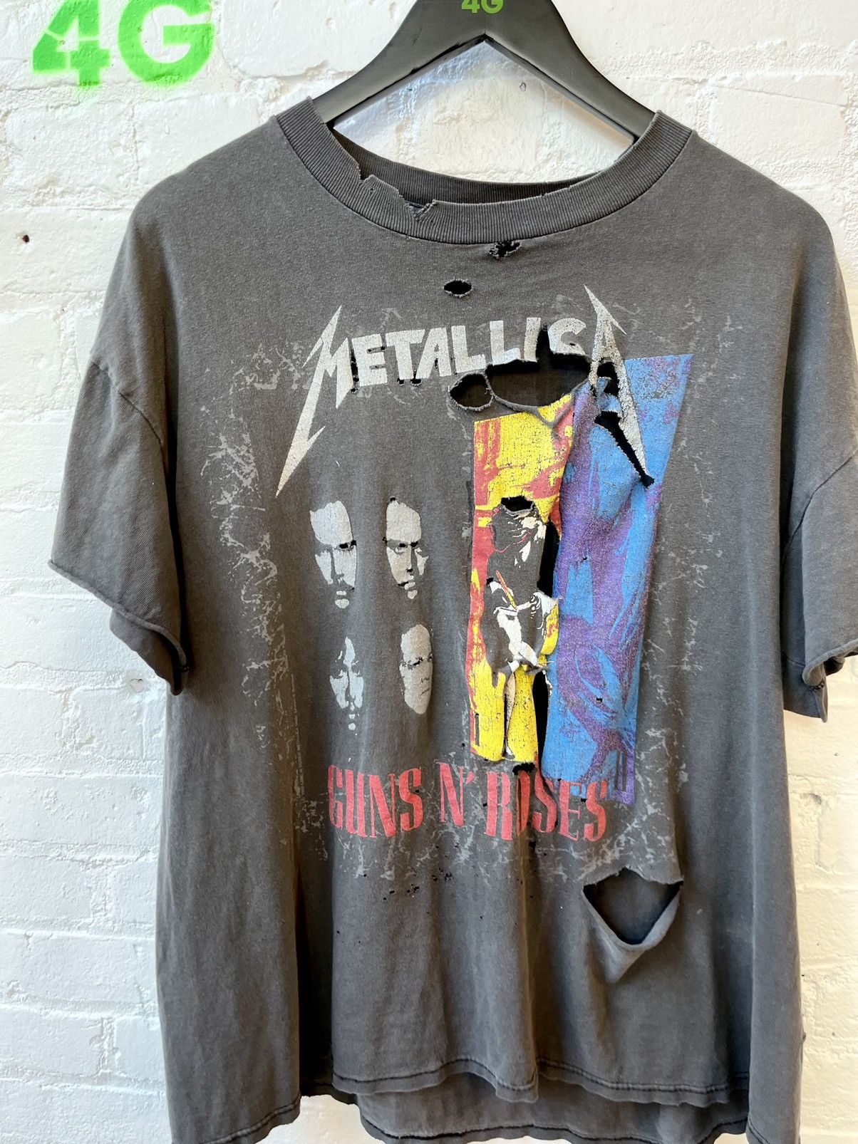 image of Vintage 1992 Metallica Guns N Roses Thrashed Band Shirt in Black, Men's (Size XL)