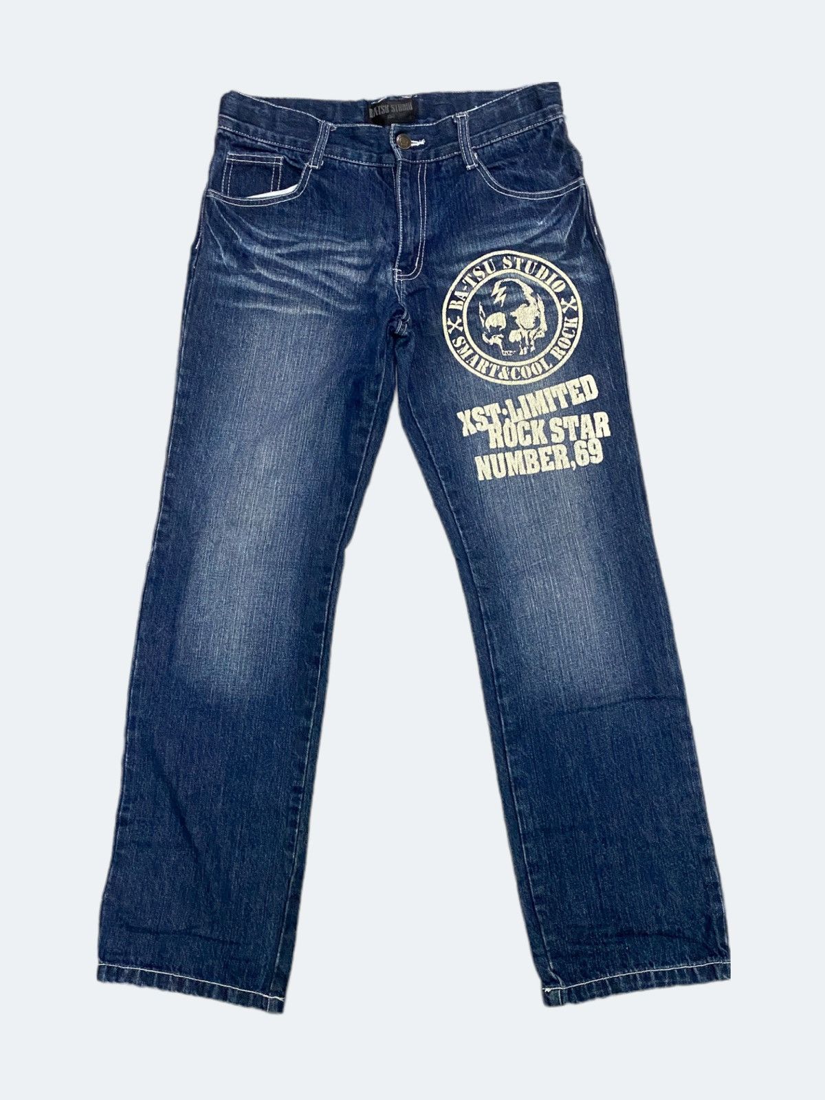 Designer × Japanese Brand × Vintage BA-TSU STUDIO Back Pocket Skull Rock Denim Size 28" / US 6 / IT 42 - 1 Thumbnail