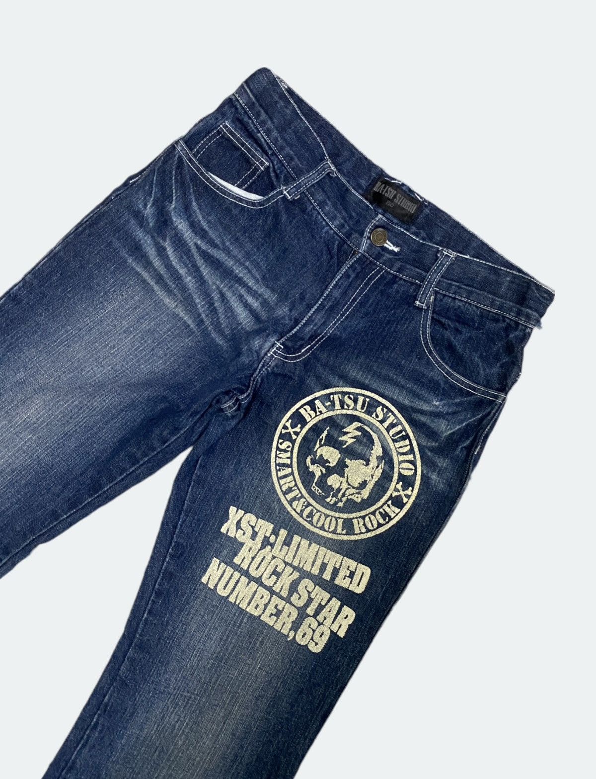 Designer × Japanese Brand × Vintage BA-TSU STUDIO Back Pocket Skull Rock Denim Size 28" / US 6 / IT 42 - 3 Thumbnail