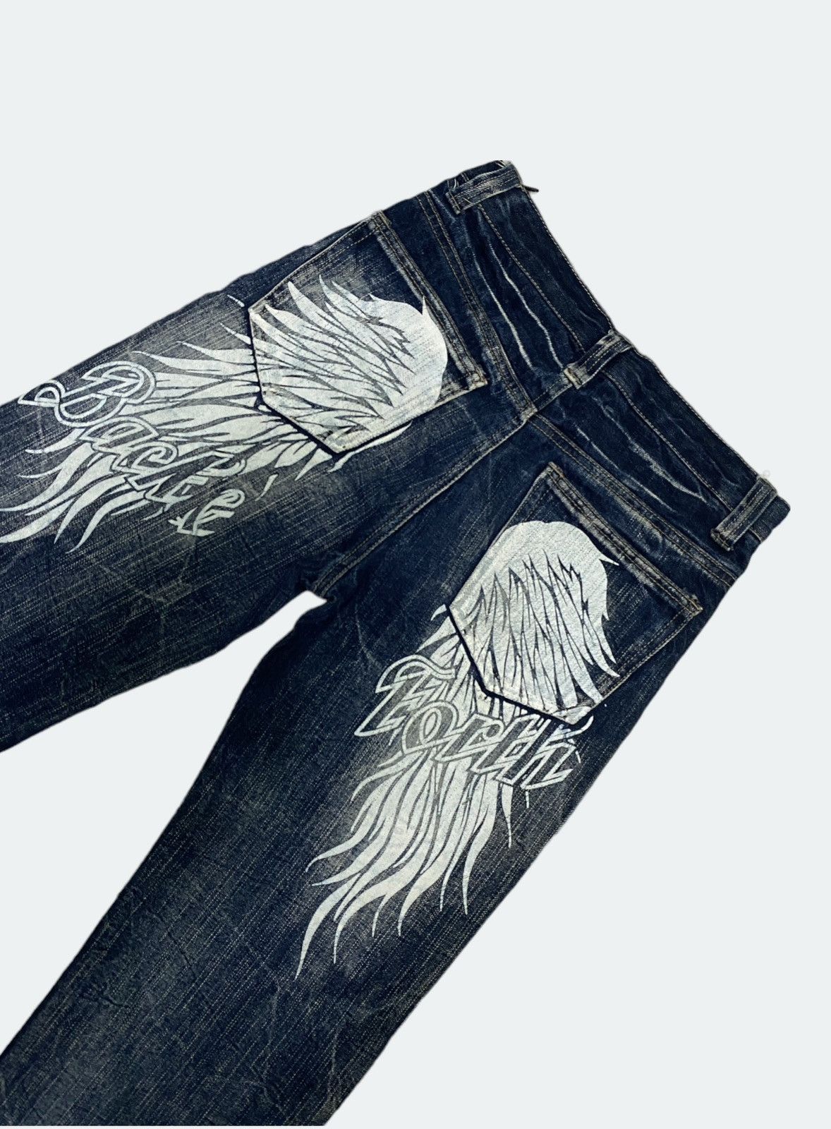 Designer × Japanese Brand × Seditionaries Japanese Unknown Wings Back Side Distressed Acid Wash Denim Size US 27 - 6 Thumbnail