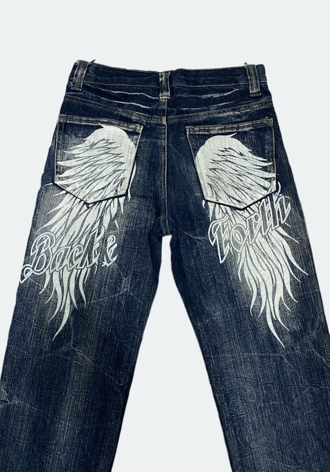 Designer × Japanese Brand × Seditionaries Japanese Unknown Wings Back Side Distressed Acid Wash Denim Size US 27 - 7 Thumbnail
