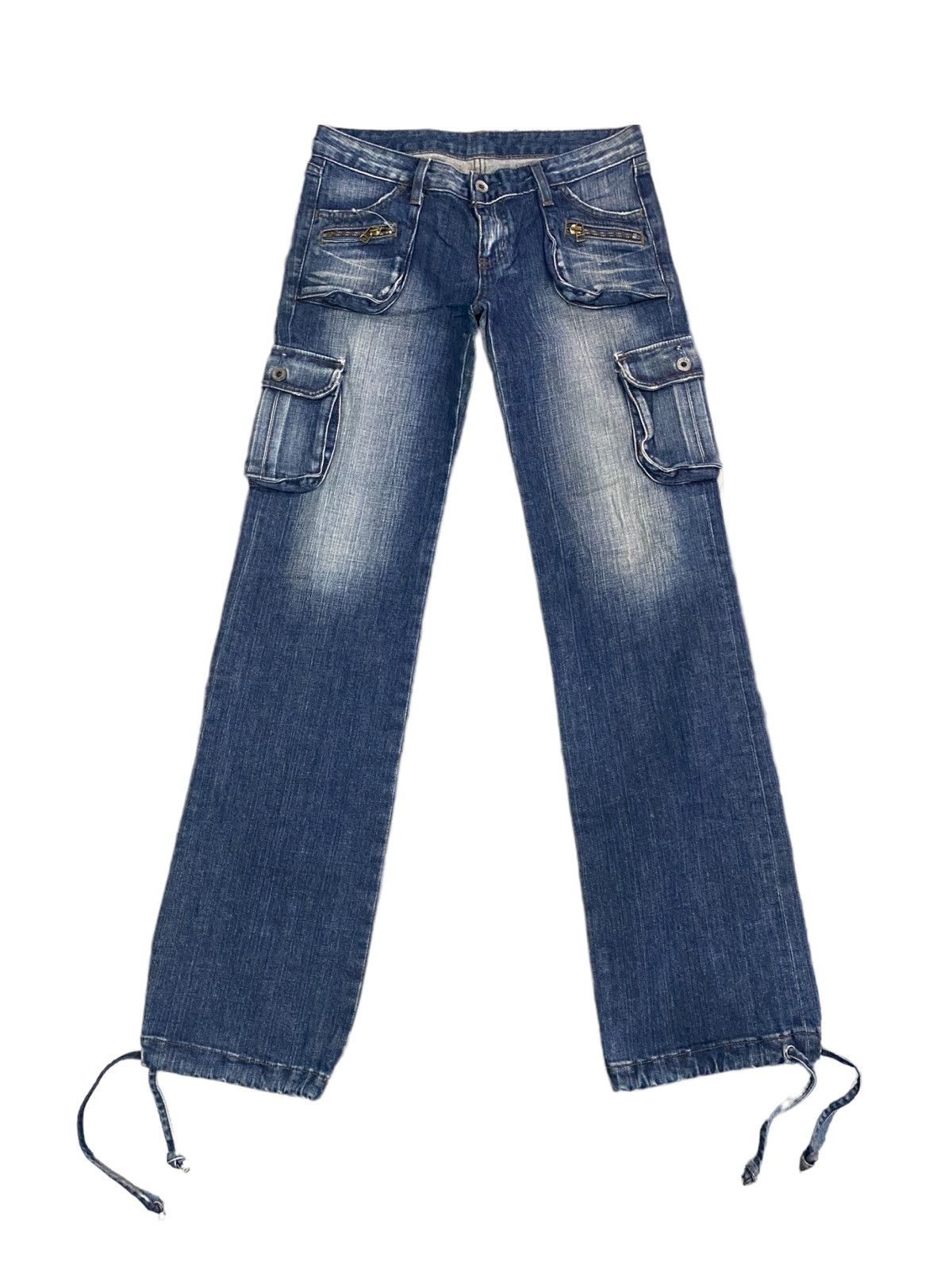 Designer × Japanese Brand MOUSSY 6 Pocket Parachute Low Waist Cargo Denim Size 28" / US 6 / IT 42 - 1 Thumbnail