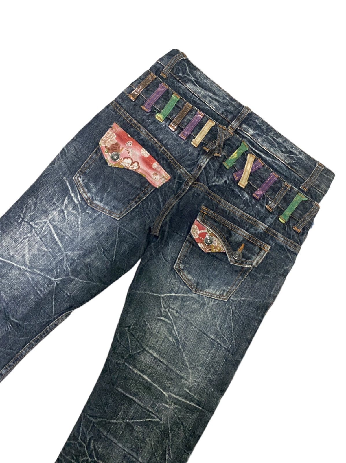 Japanese Brand NYLAUS JEANS Double Waist Low Rise Whisker Jeans Size 28" / US 6 / IT 42 - 6 Thumbnail