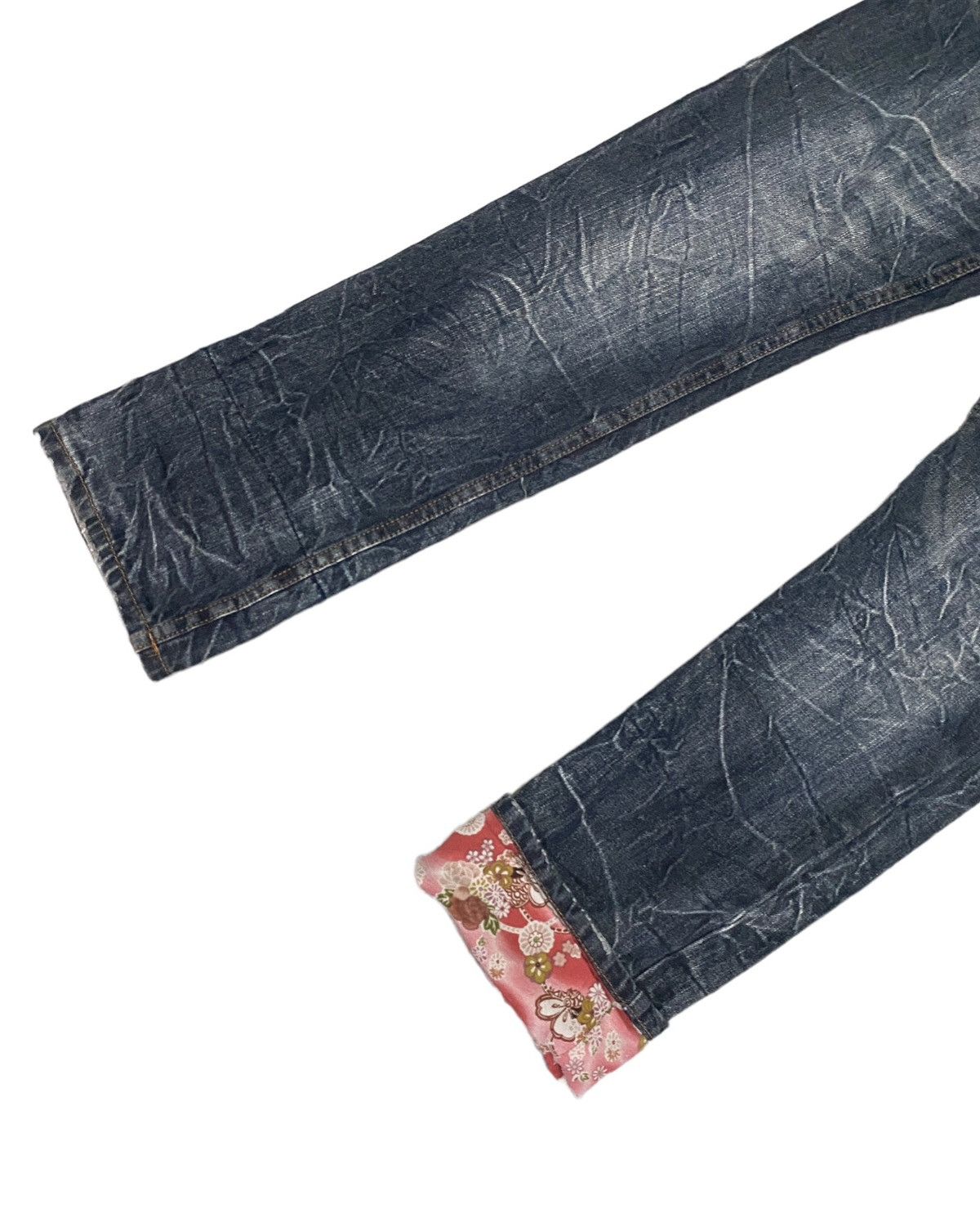 Japanese Brand NYLAUS JEANS Double Waist Low Rise Whisker Jeans Size 28" / US 6 / IT 42 - 4 Thumbnail