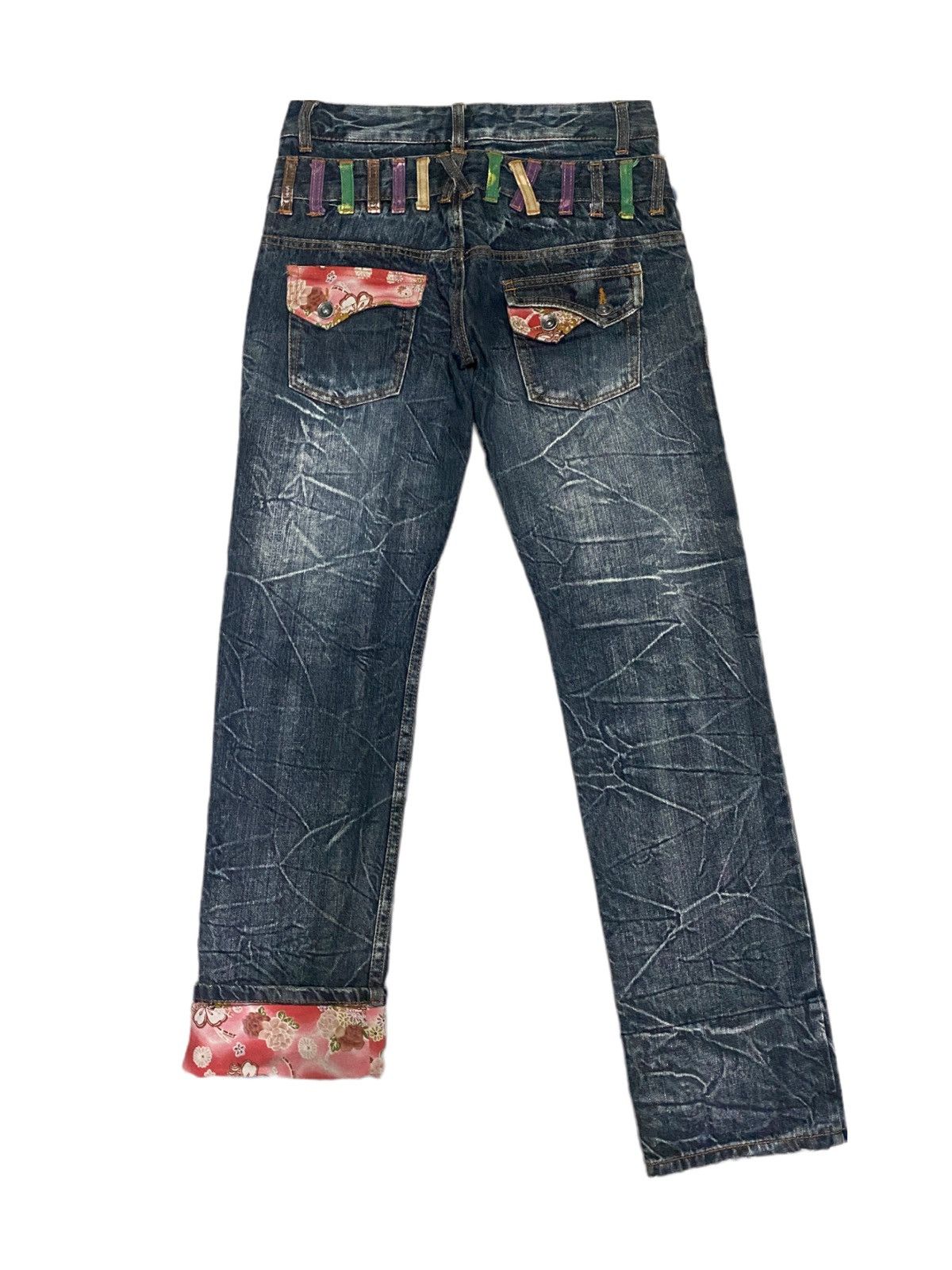 Japanese Brand NYLAUS JEANS Double Waist Low Rise Whisker Jeans Size 28" / US 6 / IT 42 - 2 Thumbnail