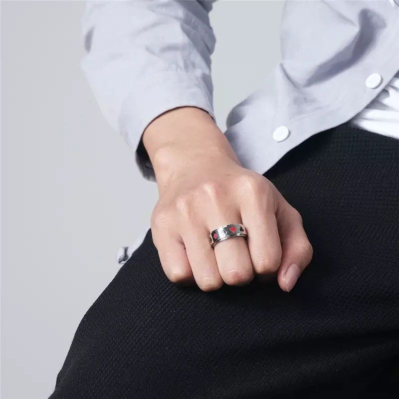 Jewelry 8mm Stainless Steel Rotatable Vintage Lucky Playing Card Size ONE SIZE - 3 Thumbnail
