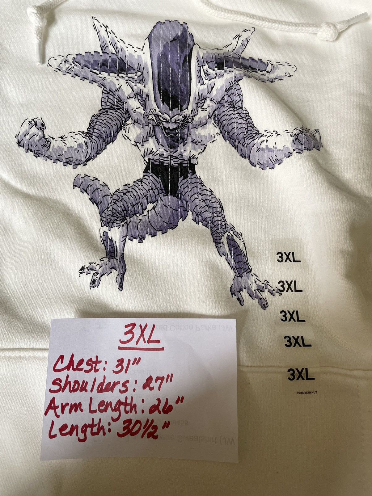 Uniqlo 3XL SOFT Dragon Ball Z Hoodie Sweatshirt White Frieza Goku Size US XXL / EU 58 / 5 - 4 Thumbnail