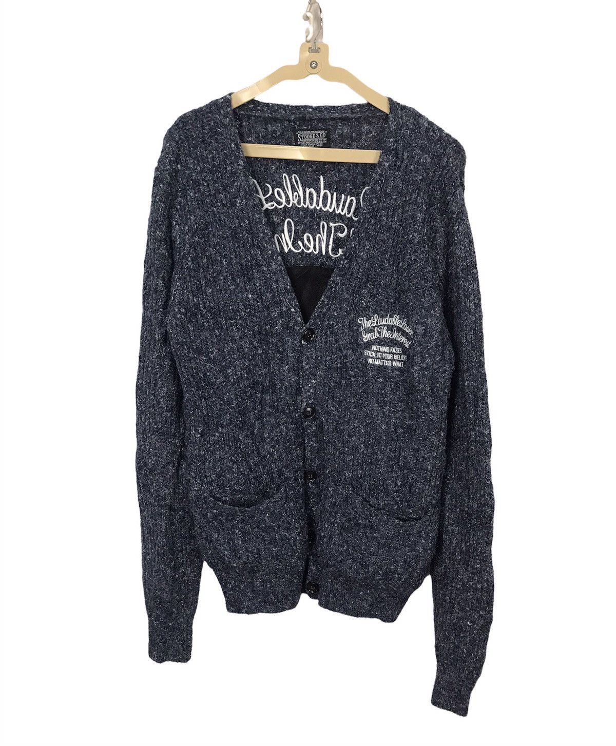 Japanese Brand Stooge&co wool button cardigan with patches and spellout Size US M / EU 48-50 / 2 - 1 Thumbnail