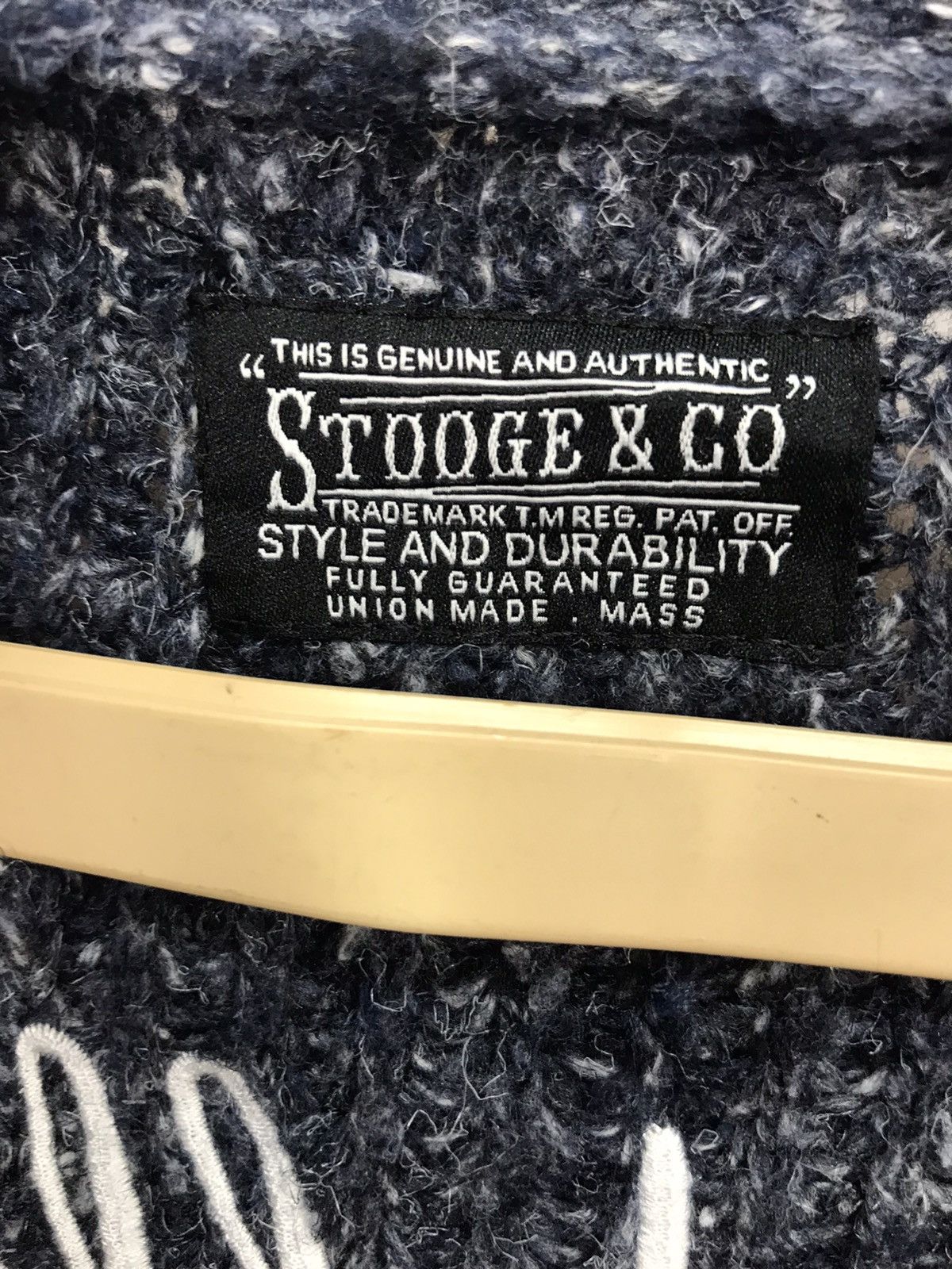 Japanese Brand Stooge&co wool button cardigan with patches and spellout Size US M / EU 48-50 / 2 - 3 Thumbnail