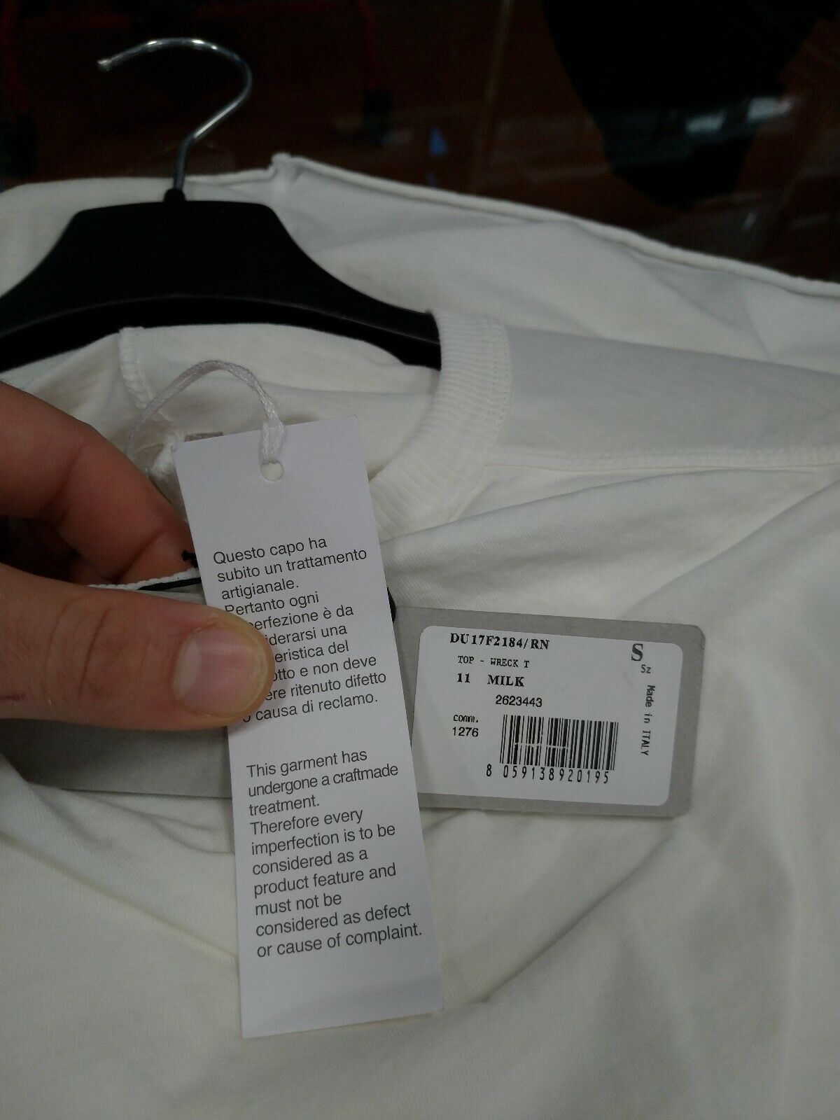 Rick Owens Drkshdw FW17 Top - Wreck Tee in Milk Size US S / EU 44-46 / 1 - 4 Thumbnail