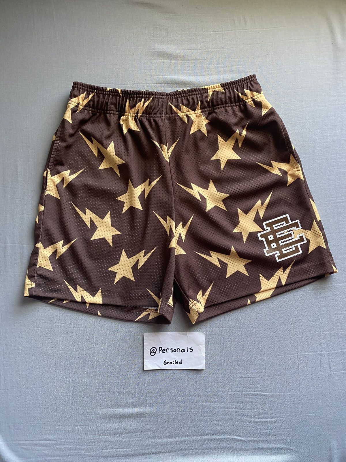 White + Brown Eric Emanuel x BAPESTA Shorts - Large