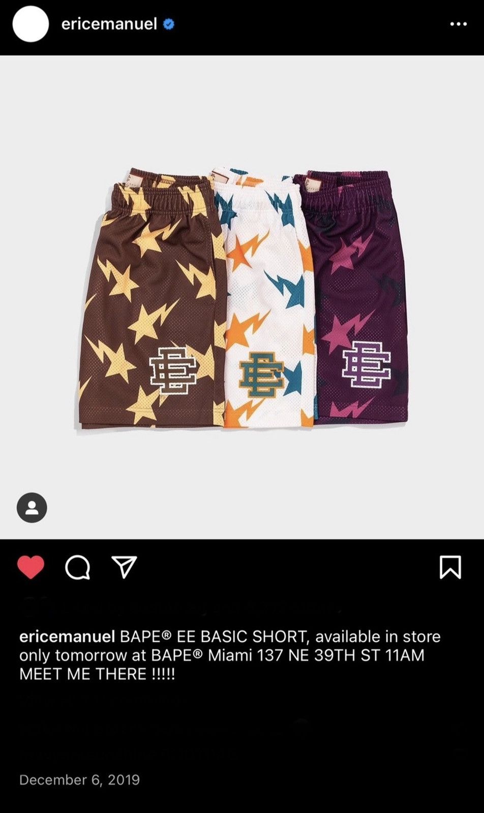 Bape × Eric Emanuel NEW Eric Emanuel x Bape Miami Basic Shorts Large Size US 34 / EU 50 - 17 Thumbnail