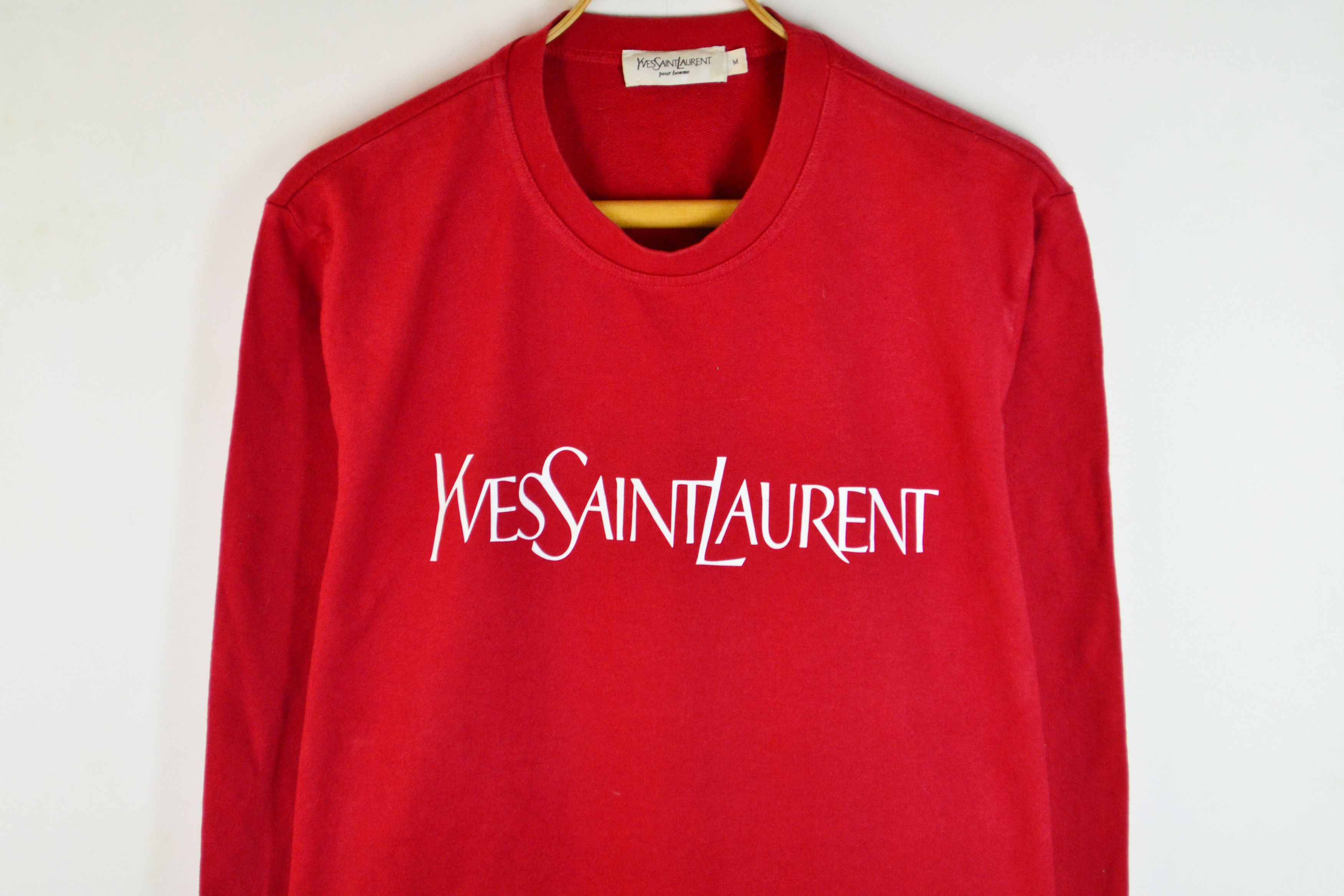 Yves Saint Laurent Yves Saint Laurent Sweatshirt Big Logo White Red Vintage Size US L / EU 52-54 / 3 - 2 Thumbnail