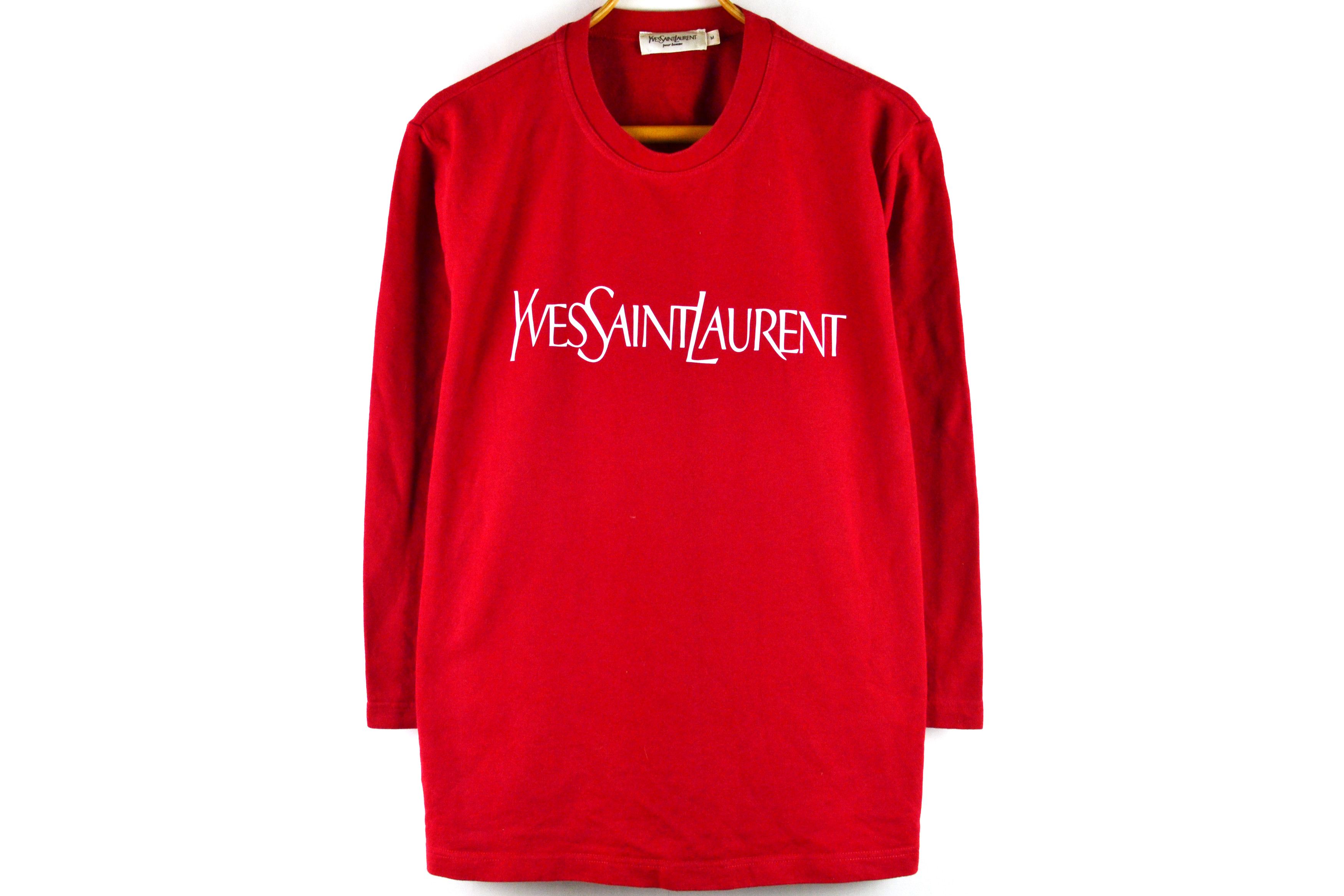 Yves Saint Laurent Yves Saint Laurent Sweatshirt Big Logo White Red Vintage Size US L / EU 52-54 / 3 - 1 Thumbnail