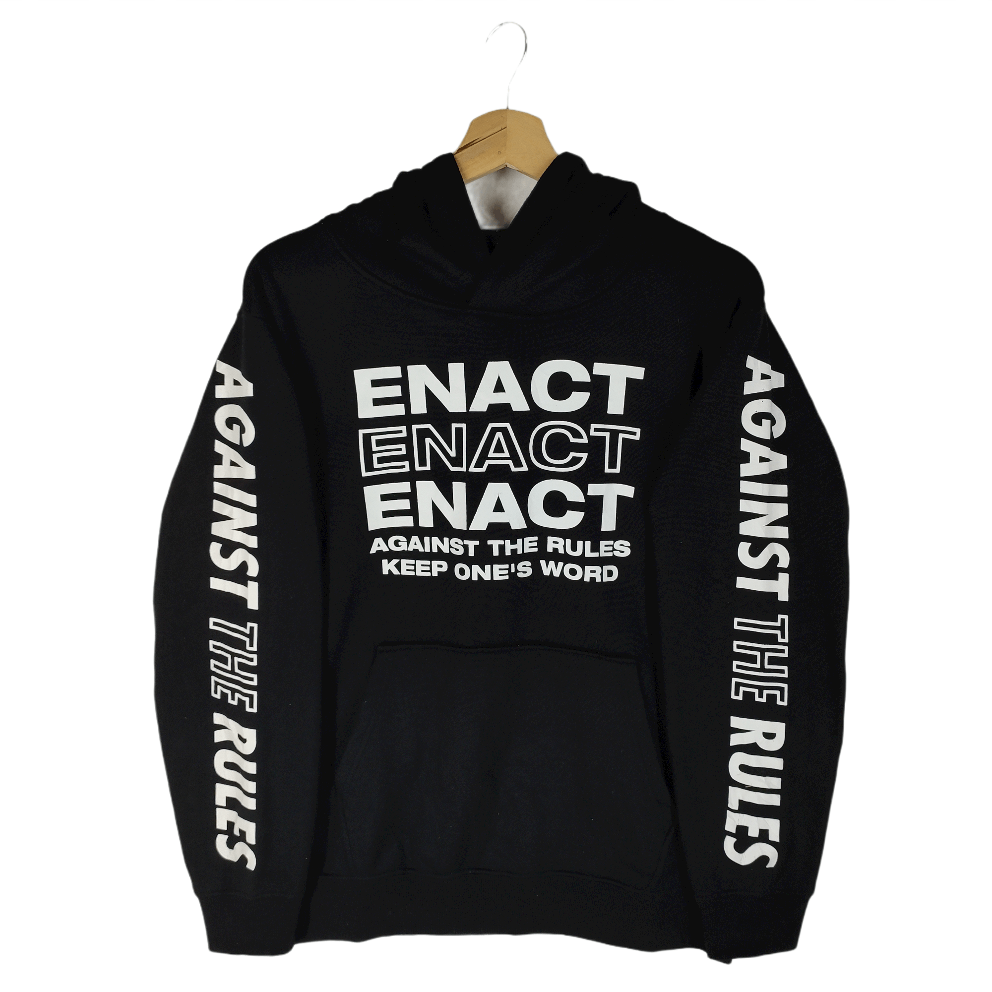 image of Vintage Enact By Beaumere Hoodies in Black, Men's (Size Large)