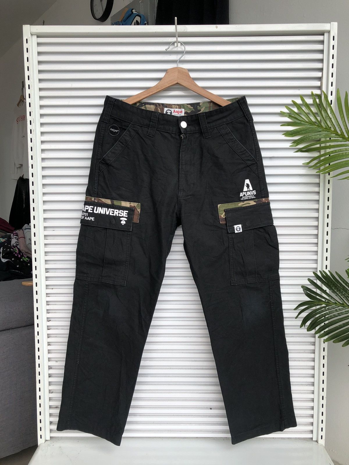 Image of Aape Bape A Bathing Ape Tactical Bondage Cargo Pants in Black, Men's (Size 33)