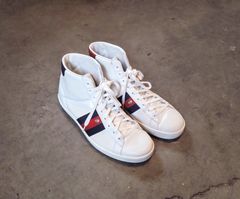 GUCCI Monogram Mens High Top Sneakers 8 Mystic White 1049906