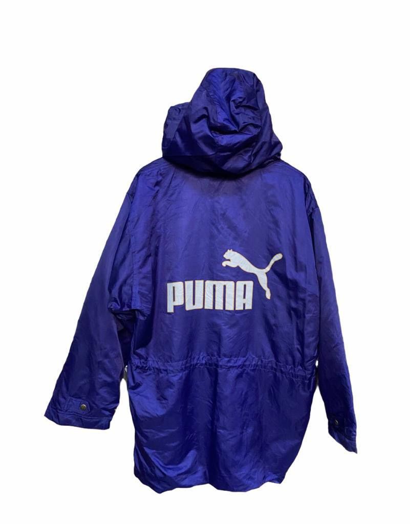 image of Vintage Puma Big Logo Long Coach Jacket in Purple, Men's (Size XL)