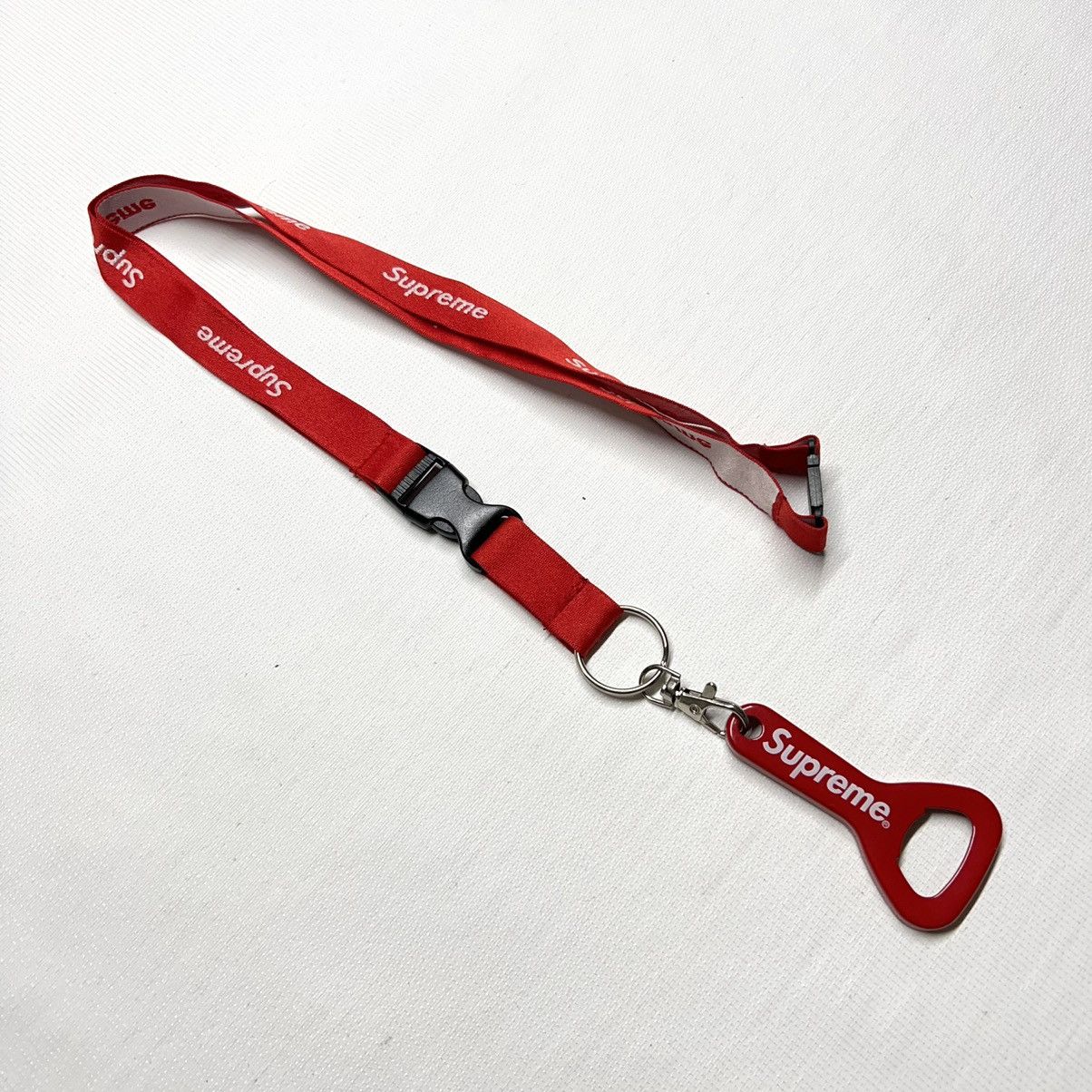 SUPREME LANYARD KEYCHAIN BOTTLE OPENER LOGO RED
