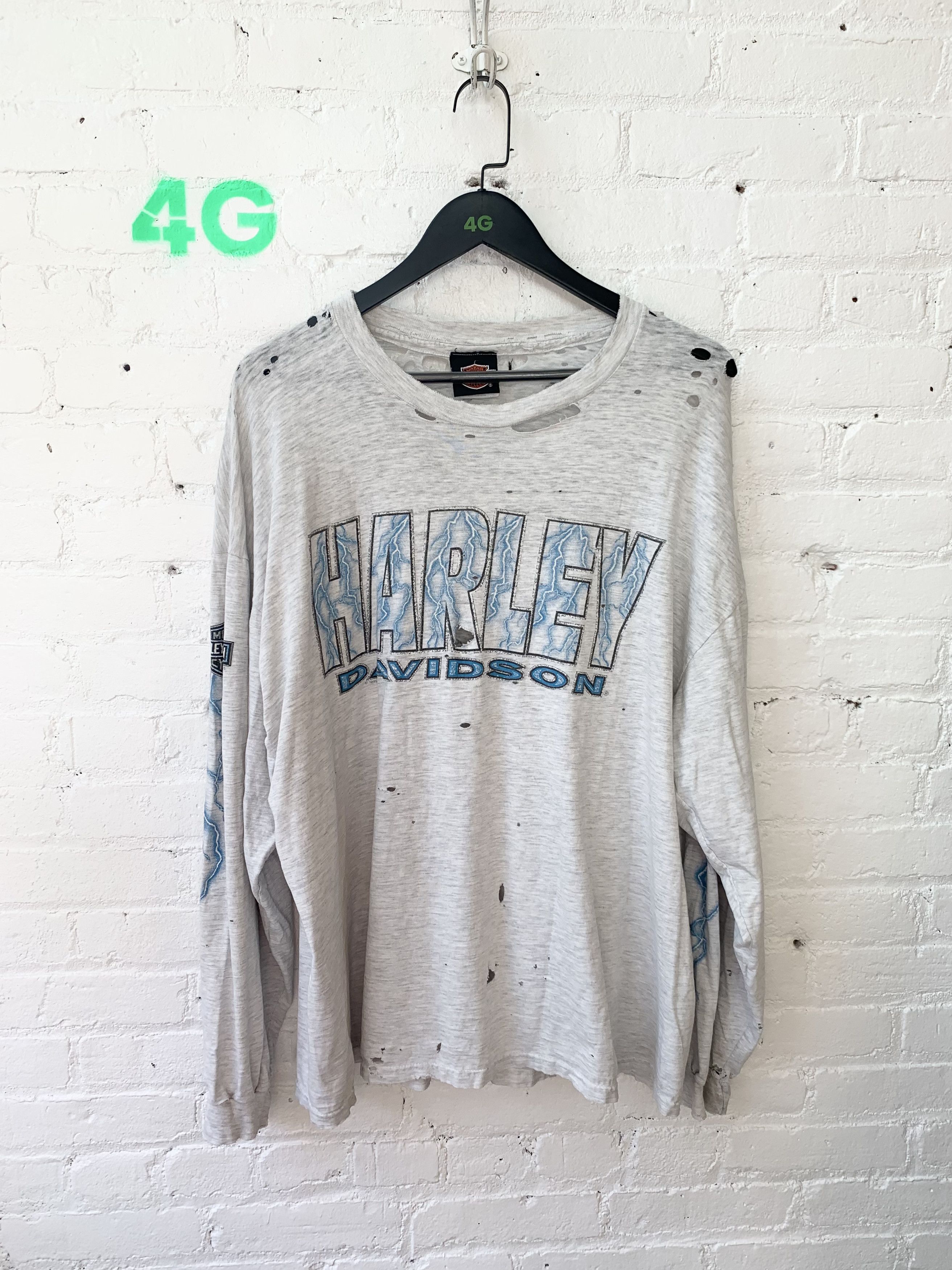 Vintage Vintage Harley Davidson Lightening Font Spell Out LS Tee XXL Size US XXL / EU 58 / 5 - 1 Thumbnail