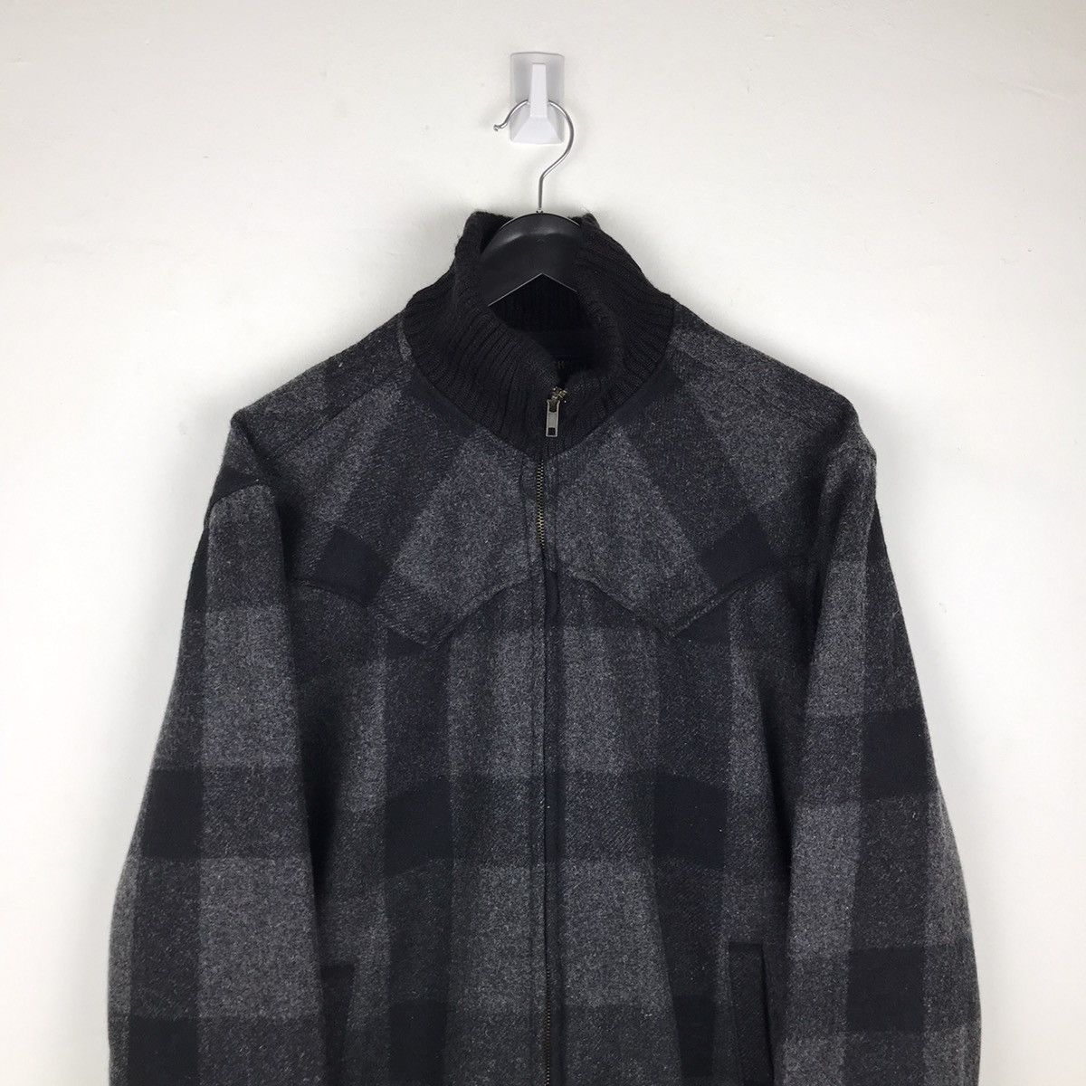 Vintage × Woolrich Woolen Mills Vintage Woolrich Checkered Grid Design Wool Zipper Jacket Size US M / EU 48-50 / 2 - 2 Thumbnail