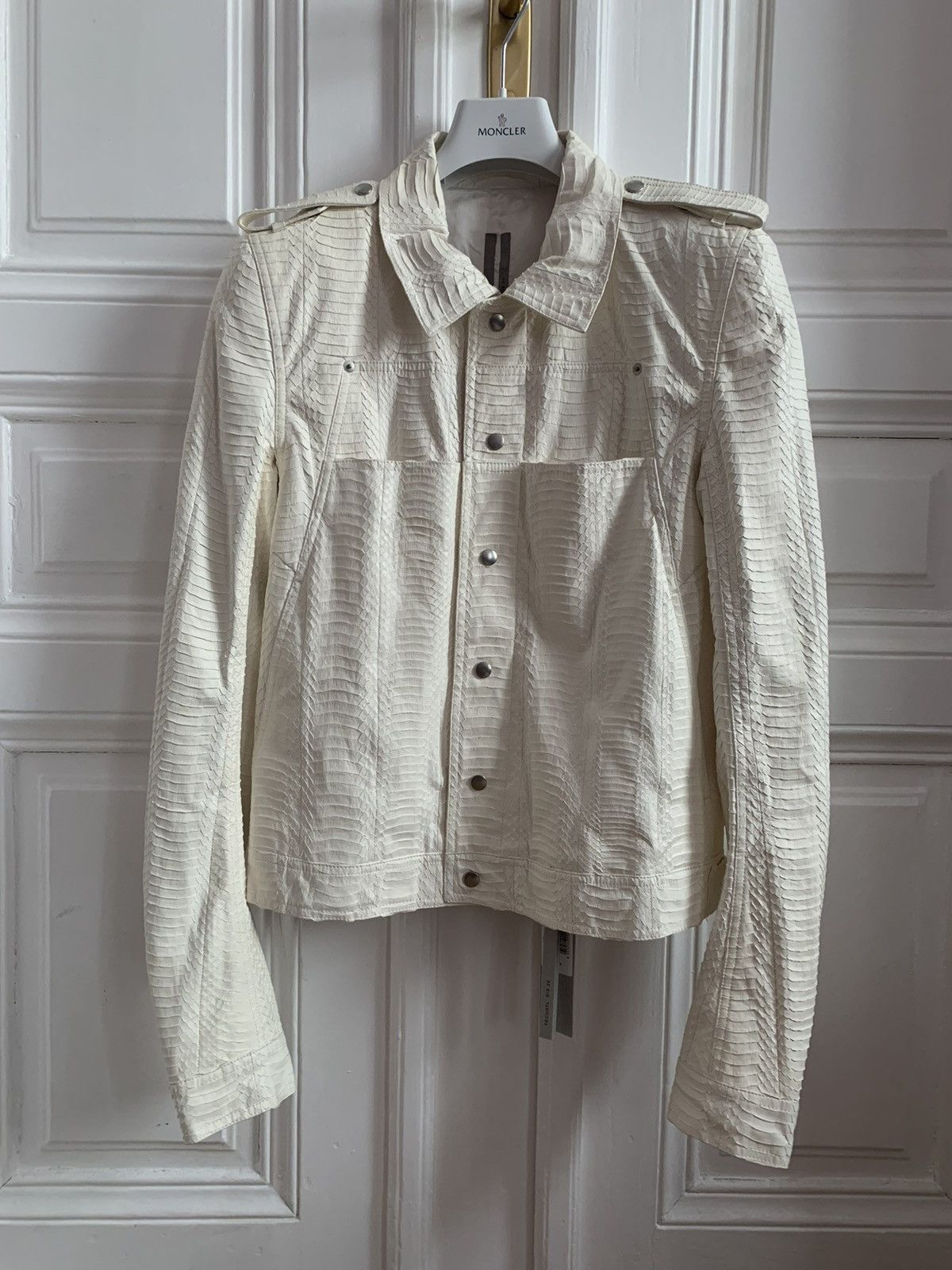 image of Rick Owens Snakeskin Tecuatl Jacket in White, Men's (Size Medium)