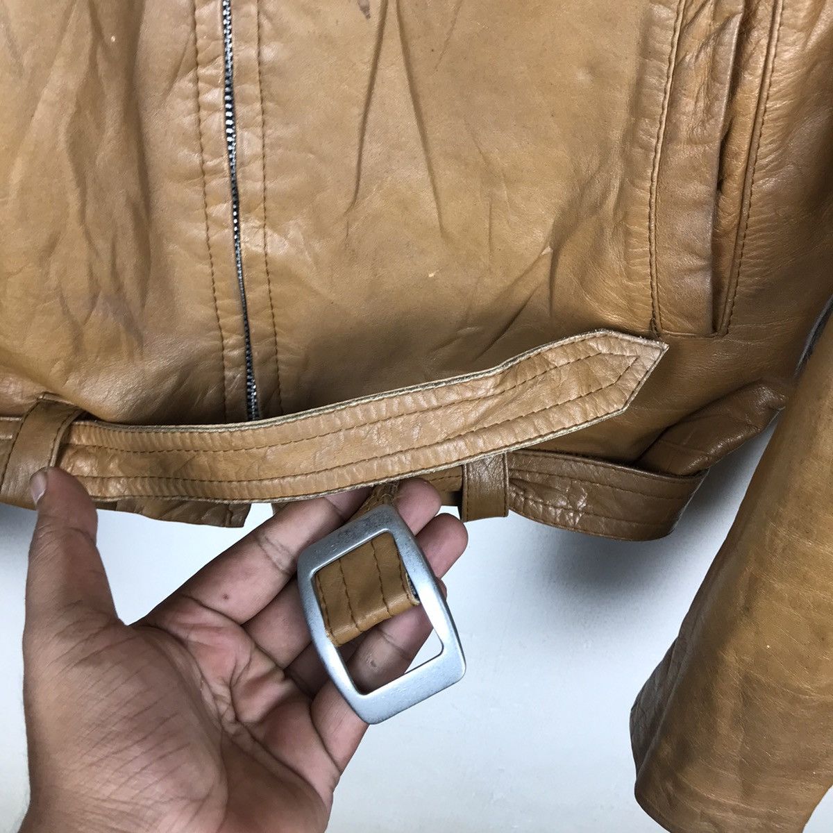 Handmade × Vintage Vintage Handmade Leather Motorcycle Jacket Size US S / EU 44-46 / 1 - 7 Thumbnail