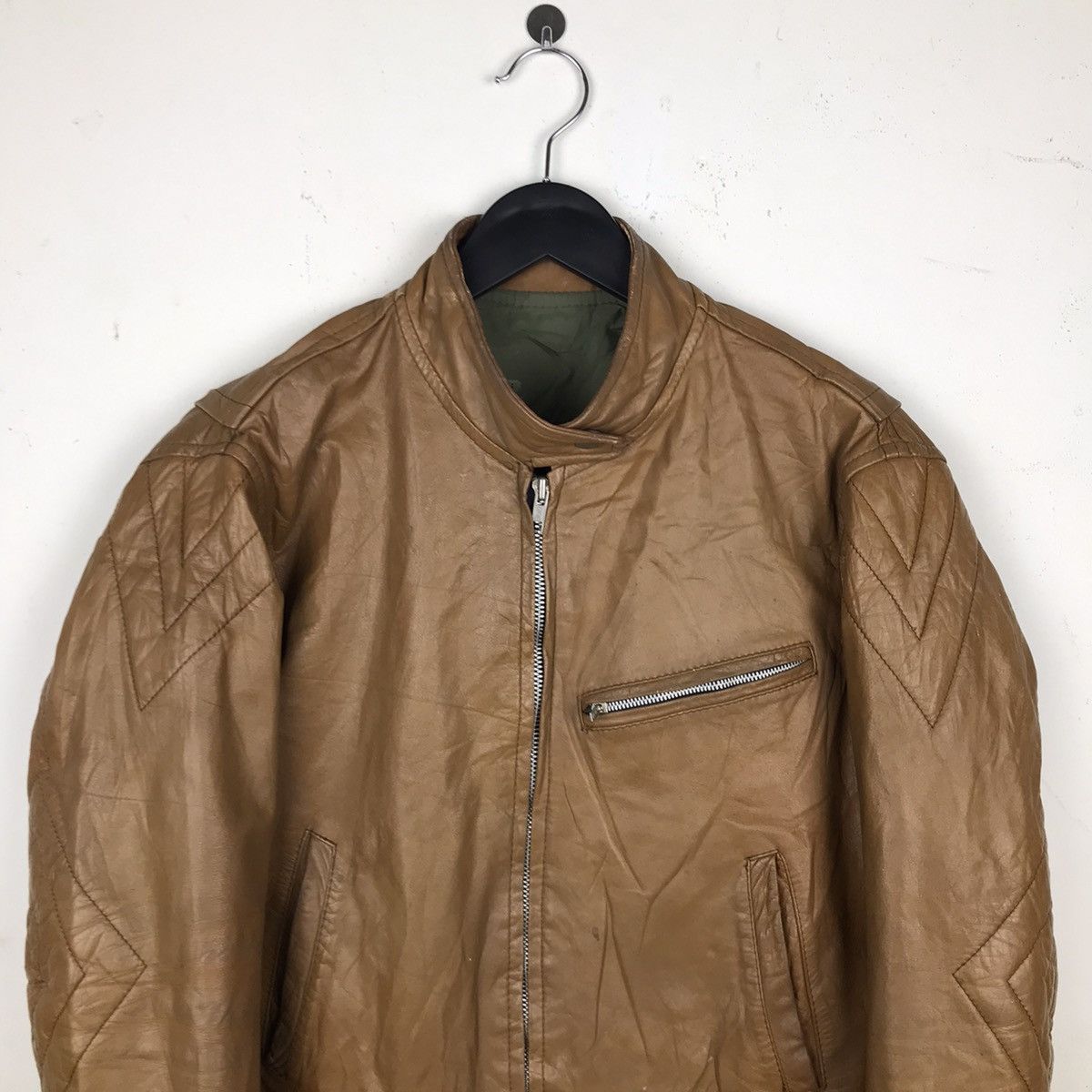 Handmade × Vintage Vintage Handmade Leather Motorcycle Jacket Size US S / EU 44-46 / 1 - 2 Thumbnail
