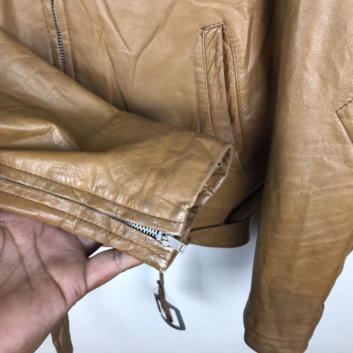 Handmade × Vintage Vintage Handmade Leather Motorcycle Jacket Size US S / EU 44-46 / 1 - 8 Thumbnail