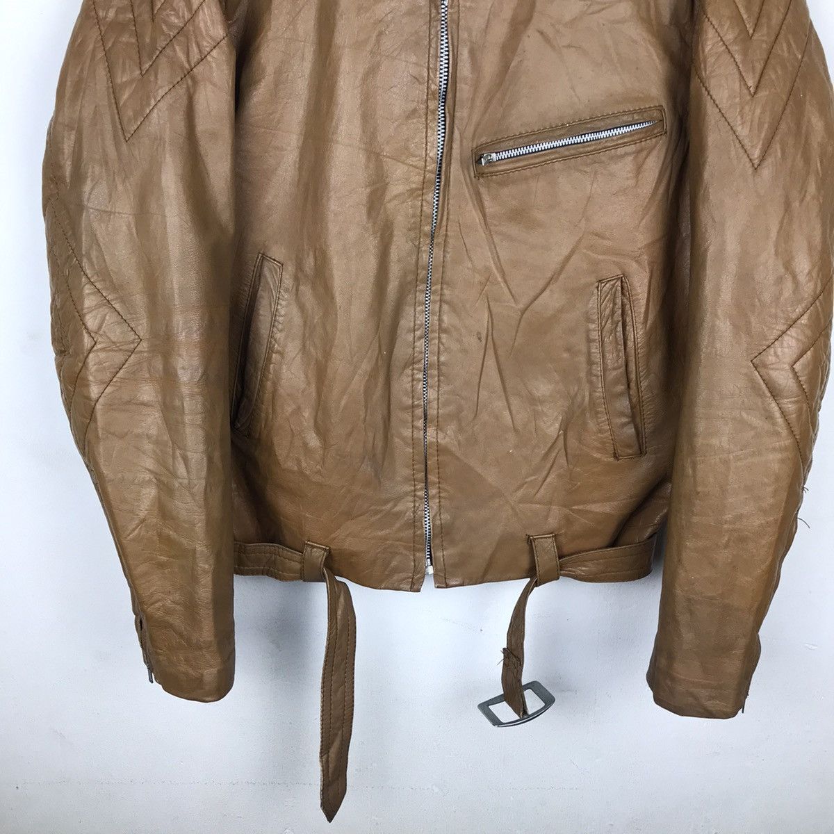 Handmade × Vintage Vintage Handmade Leather Motorcycle Jacket Size US S / EU 44-46 / 1 - 3 Thumbnail