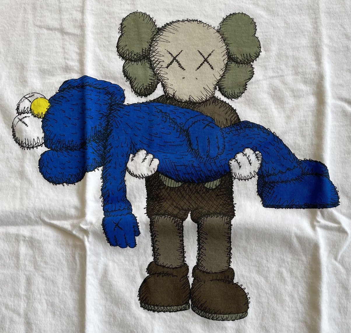 Kaws × Uniqlo 2XL XXL UT White Gone Tee Shirt Blue BFF Plush Figure First Size US XXL / EU 58 / 5 - 2 Thumbnail