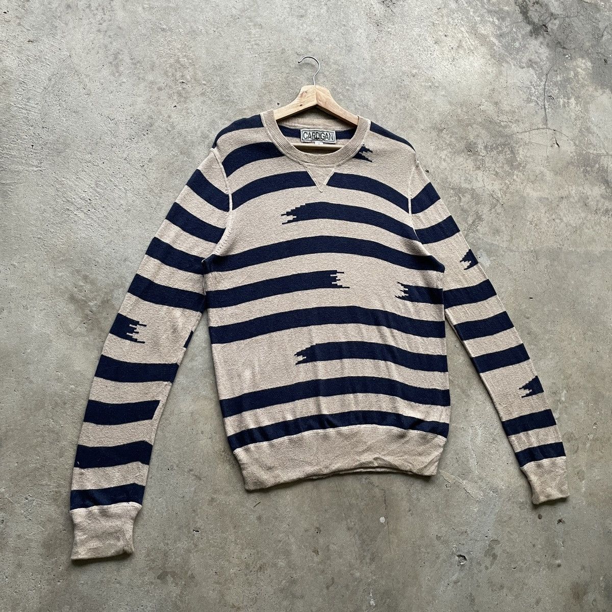 Aran Isles Knitwear Vintage Japanese Blue Striped Knitwear Sweater Jumper Size US M / EU 48-50 / 2 - 2 Thumbnail