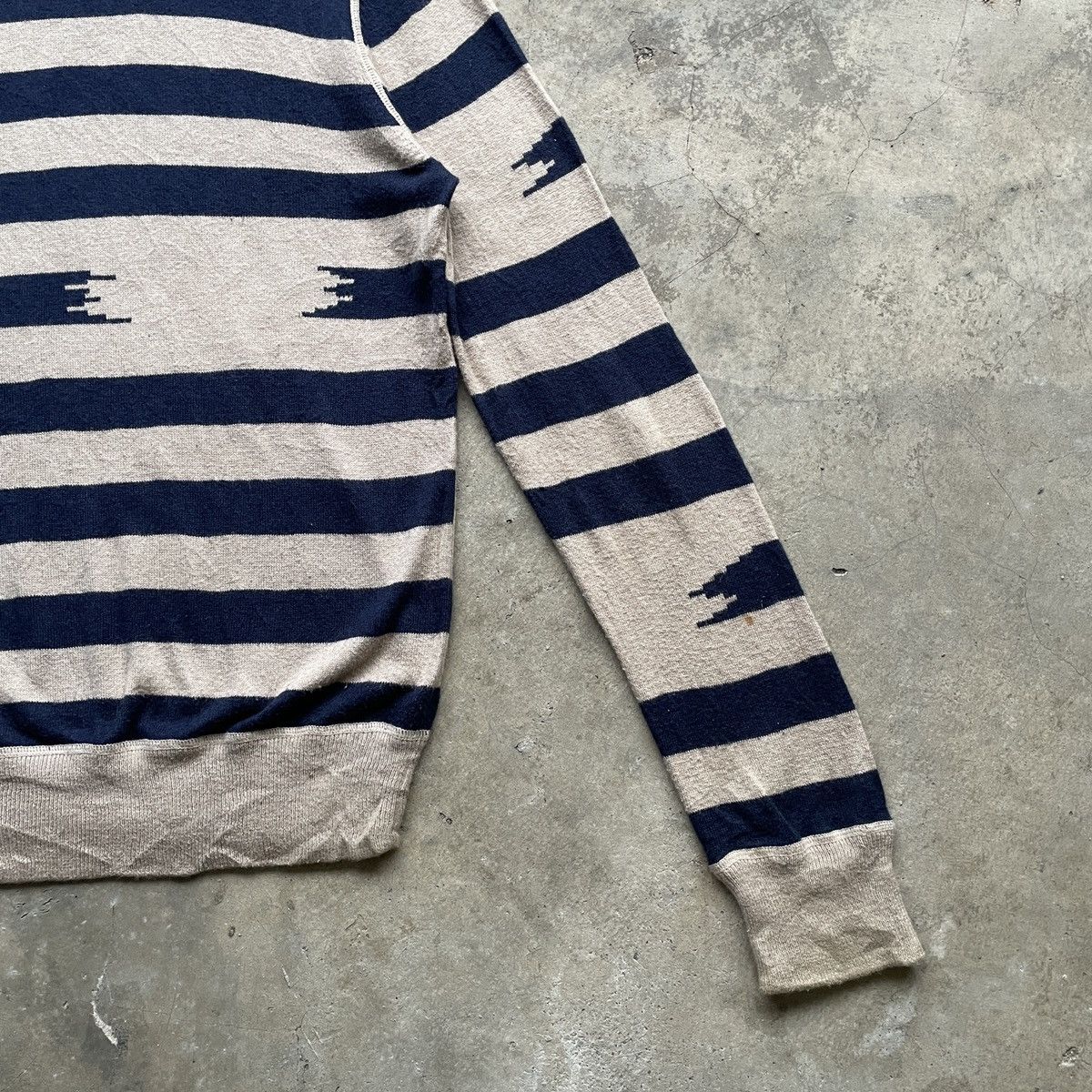 Aran Isles Knitwear Vintage Japanese Blue Striped Knitwear Sweater Jumper Size US M / EU 48-50 / 2 - 8 Thumbnail