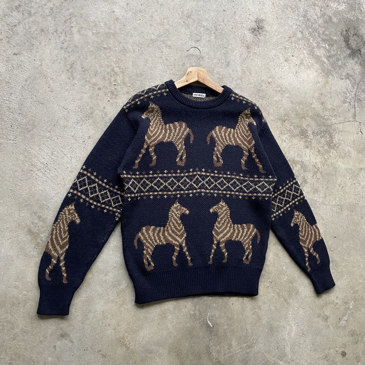 Aran Isles Knitwear × Japanese Brand Vintage Japanese Zebra Full Print Habitat Knitwear Jumper Size US M / EU 48-50 / 2 - 2 Thumbnail