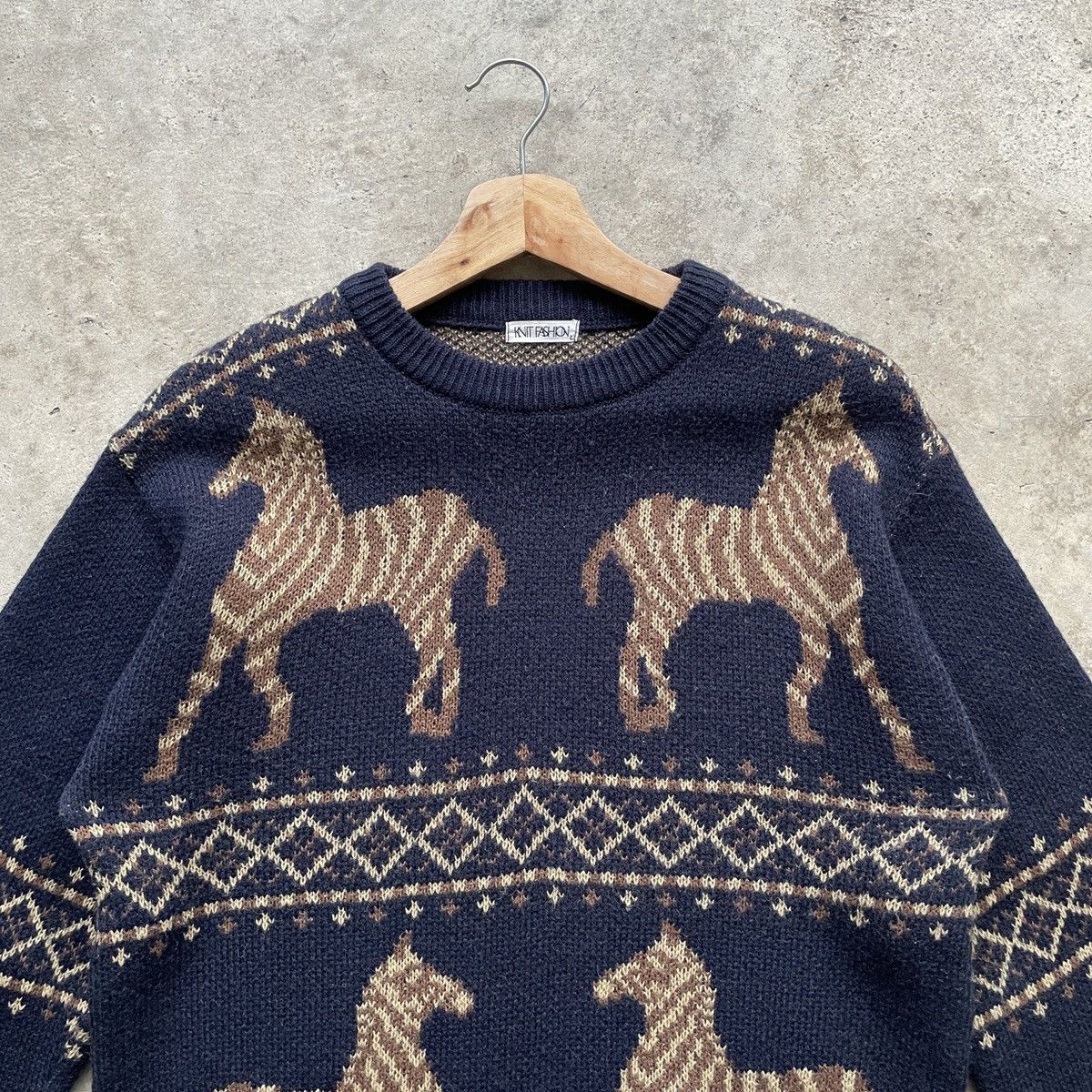 Aran Isles Knitwear × Japanese Brand Vintage Japanese Zebra Full Print Habitat Knitwear Jumper Size US M / EU 48-50 / 2 - 3 Thumbnail