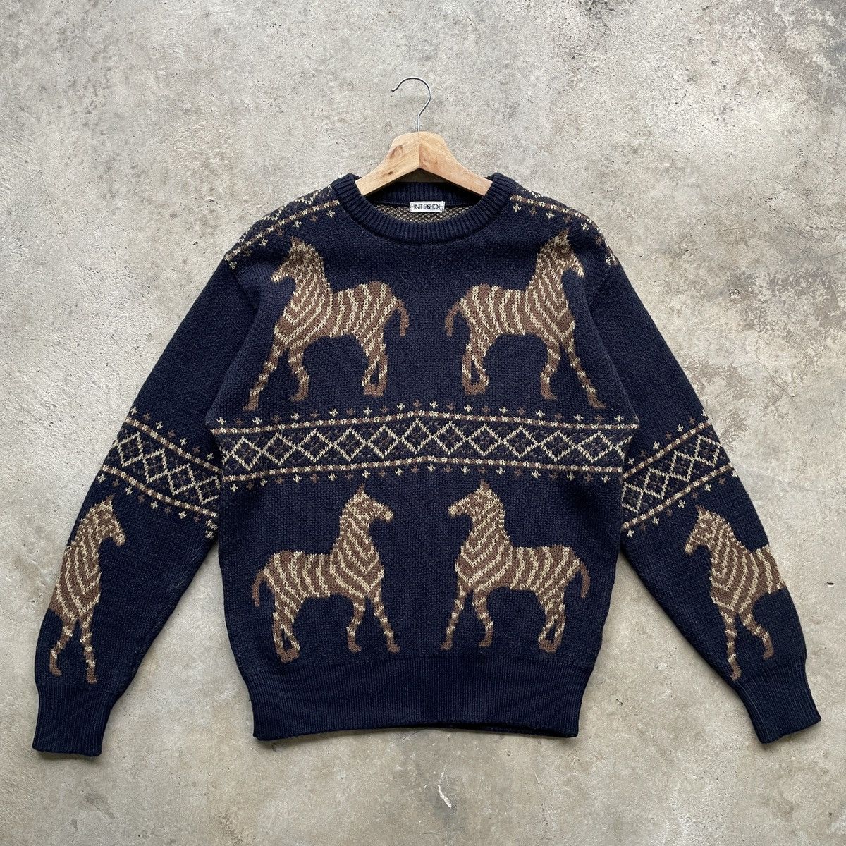 Aran Isles Knitwear × Japanese Brand Vintage Japanese Zebra Full Print Habitat Knitwear Jumper Size US M / EU 48-50 / 2 - 1 Thumbnail