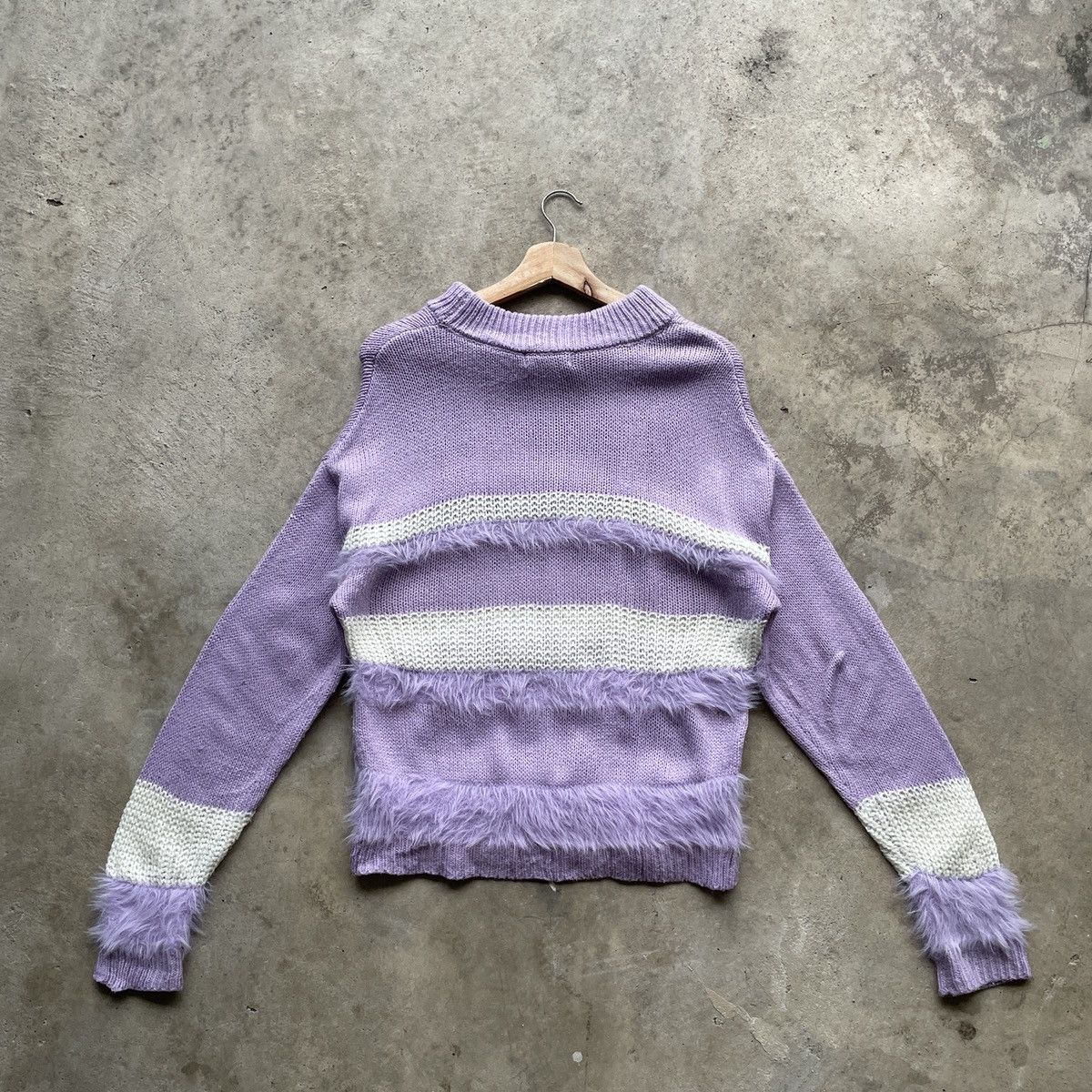 Japanese Brand Vintage Love Toxic Knit With Fur Purple/White Knitwear RARE Size US M / EU 48-50 / 2 - 11 Thumbnail