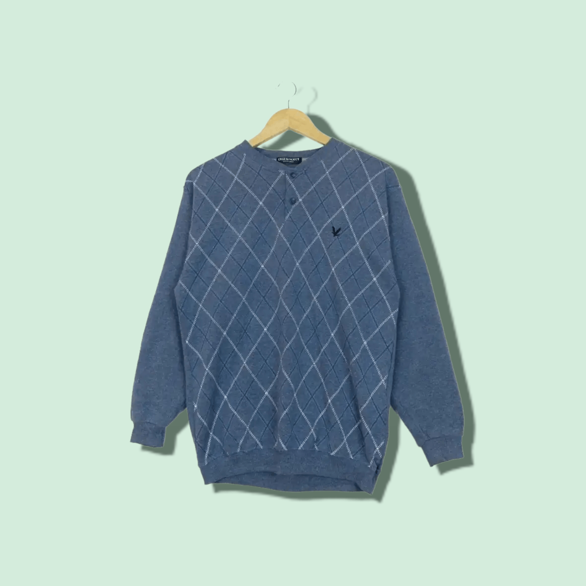 Lyle & Scott × Vintage 90's LYLE AND SCOTT Button Up Nice Design Retro Sweatshirt Size US M / EU 48-50 / 2 - 1 Thumbnail