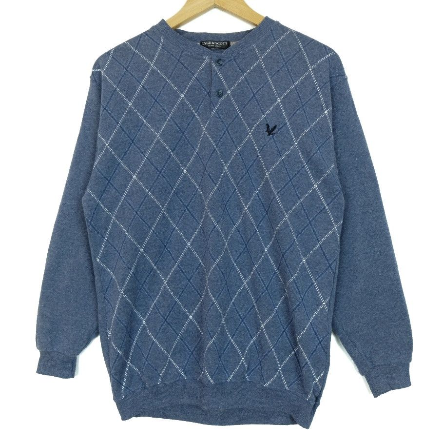 Lyle & Scott × Vintage 90's LYLE AND SCOTT Button Up Nice Design Retro Sweatshirt Size US M / EU 48-50 / 2 - 2 Thumbnail