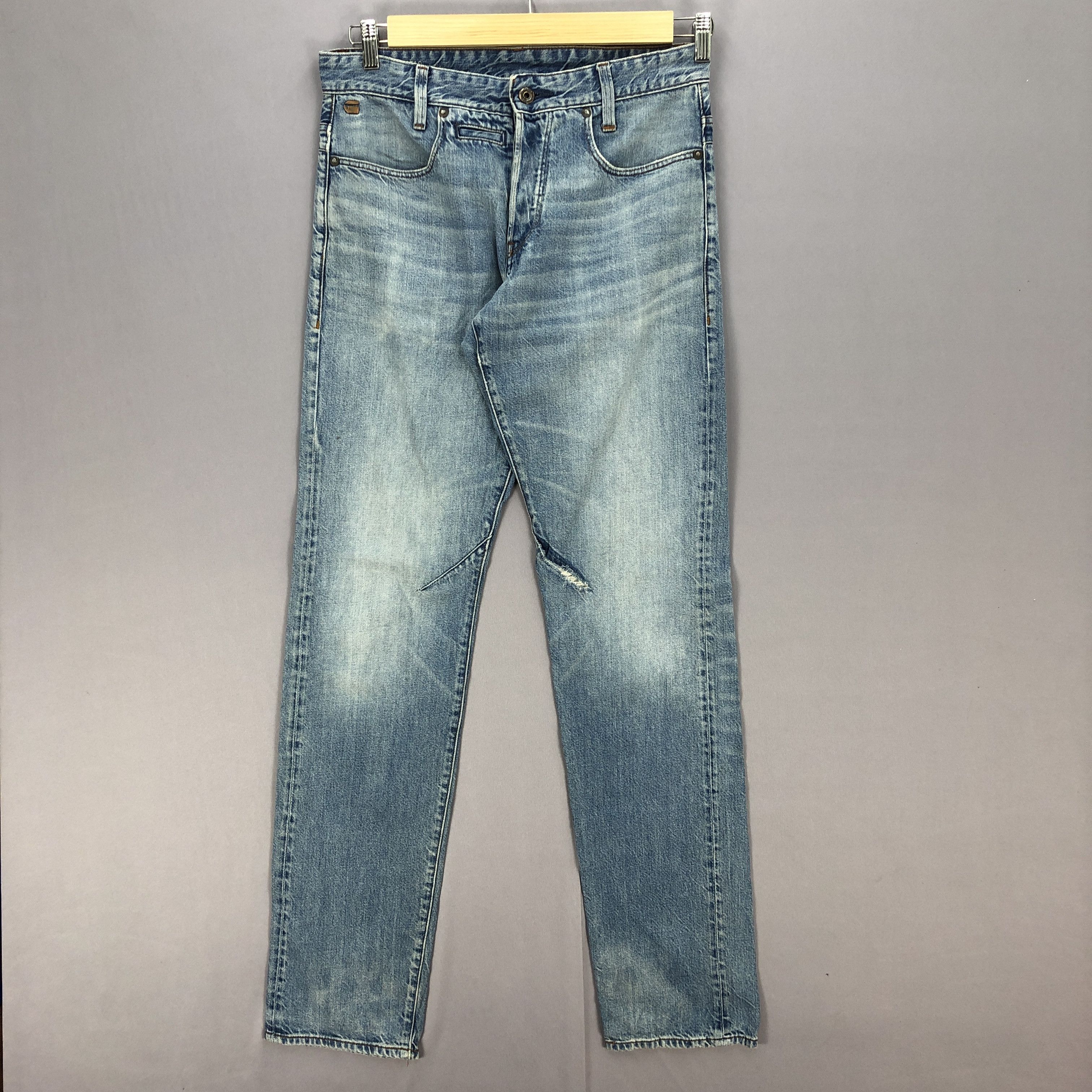 Vintage Vintage G-Star Raw Jeans Bikers Distressed Faded Blue Denim ...